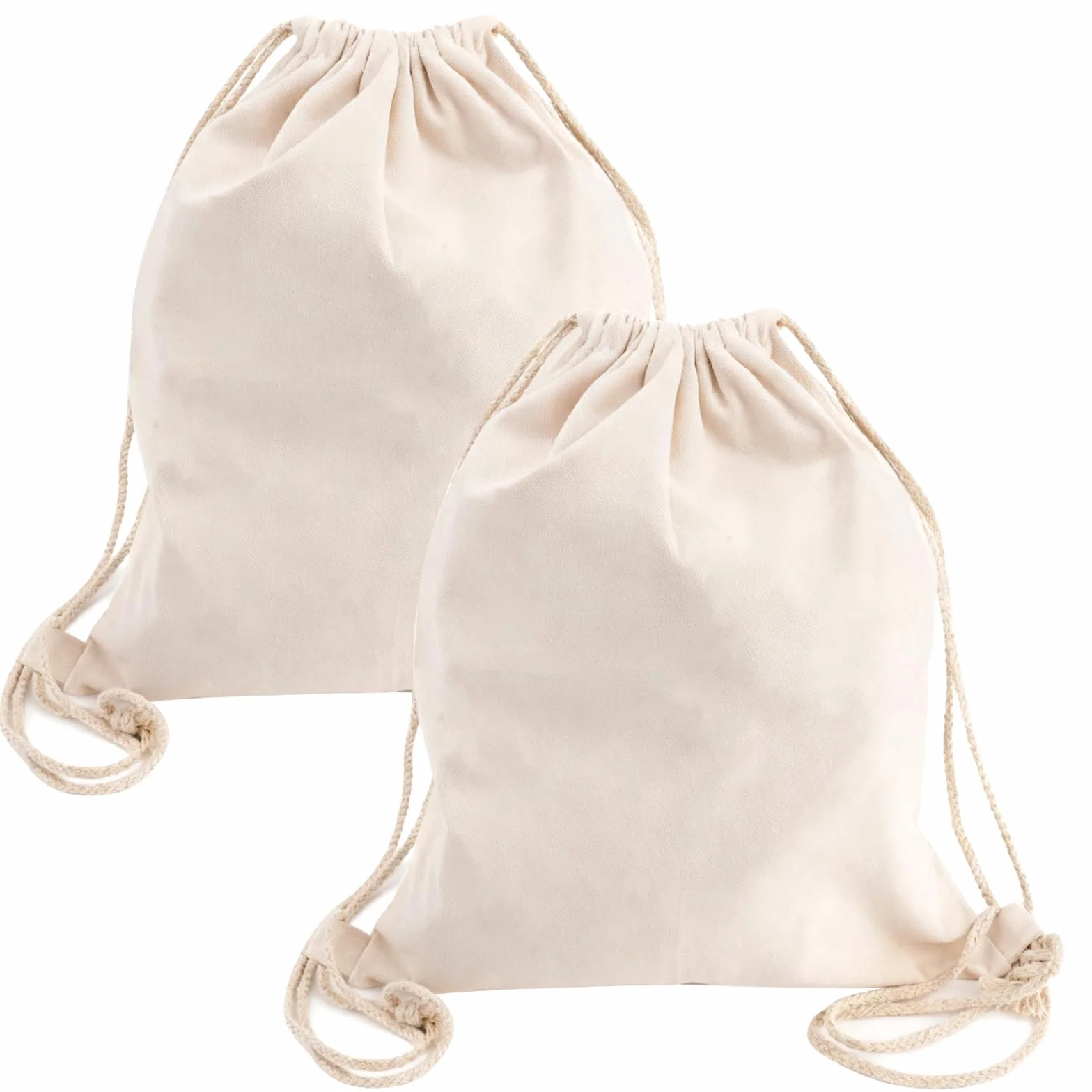 2 Pièces Sac en Coton Avec Cordon de Serrage, 38x42cm Sacs en Tissu à Peindre, Sac à Dos en tissu, sac de Gym en Coton, sac tissus Enfant, pour les Festivals Femmes, Hommes et Enfants Sport Voyage