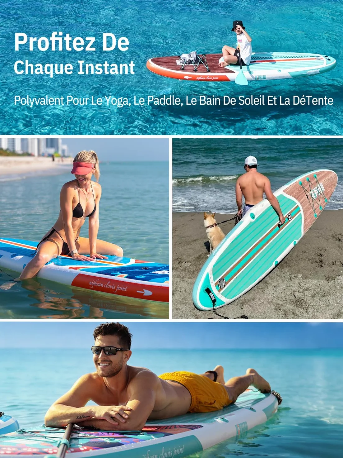 Niphean Paddle Gonflable Adulte avec Tous Les Accessoires, 320cm Planches de Stand Up Paddle Gonflables pour Tous Les Niveaux, Sup avec Capacité 200 kg pour 2 Personnes, Paddle Gonflable avec Siège