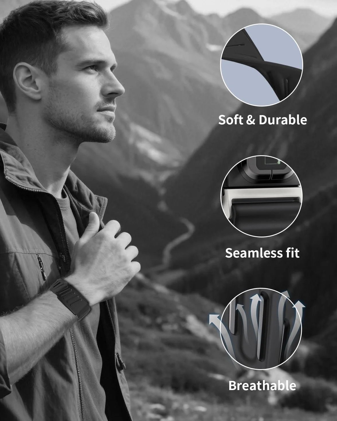 Bracelets de Sport Compatible avec WHOOP 5.0/MG Bracelet pour Hommes et Femmes – Doux, Respirant et Confortable, Bracelets de Remplacement Réglables – Non Compatible avec La Génération 4