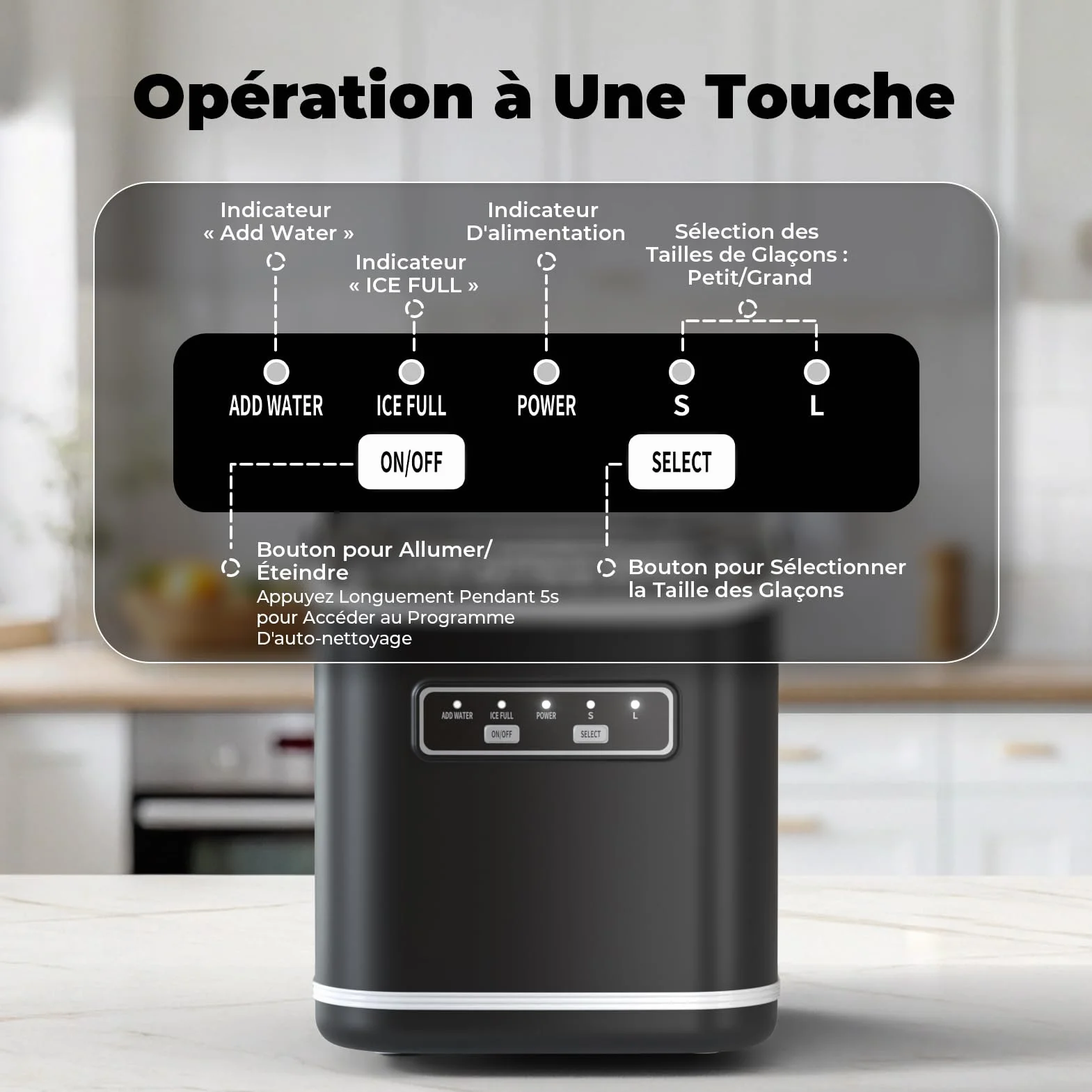Acmeenjoy Machine à Glaçons 12kg/24h Autonettoyante Portable 9 Glaçons 6-8 Min