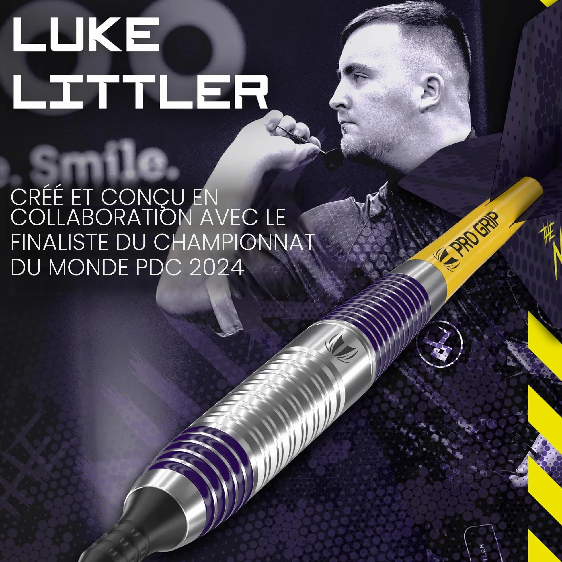 Target Darts Luke Littler Ensemble de Fléchettes à Pointe Souple en Laiton - Fléchettes à Pointe en Pixel 19G, Ensemble de Fléchettes The Nuke Player Edition, Flights de Fléchettes, Flèches et Étui