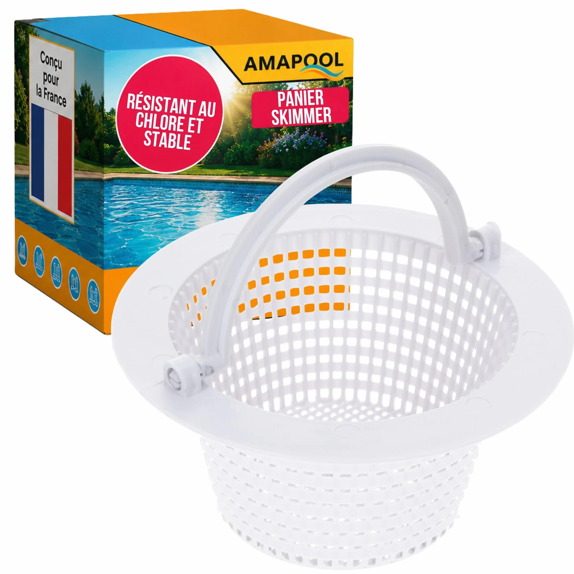 Amapool Panier de Skimmer 16 cm - Remplacement Piscine - préfiltre Bassin Tamis - résistant au Chlore