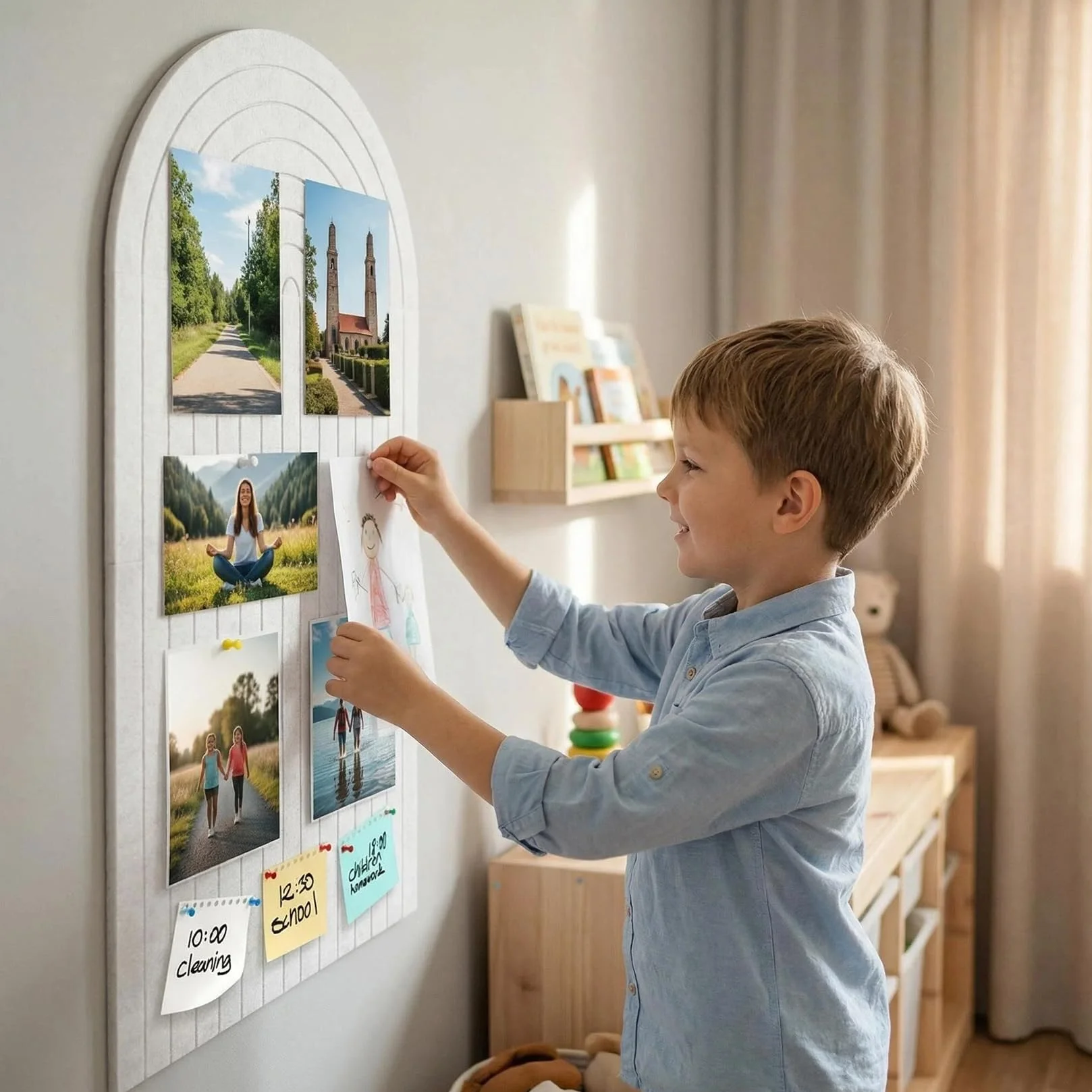 Grand tableau d'affichage autocollant en feutre 40 x 60 cm pliable - Alternative décorative en liège pour bureau