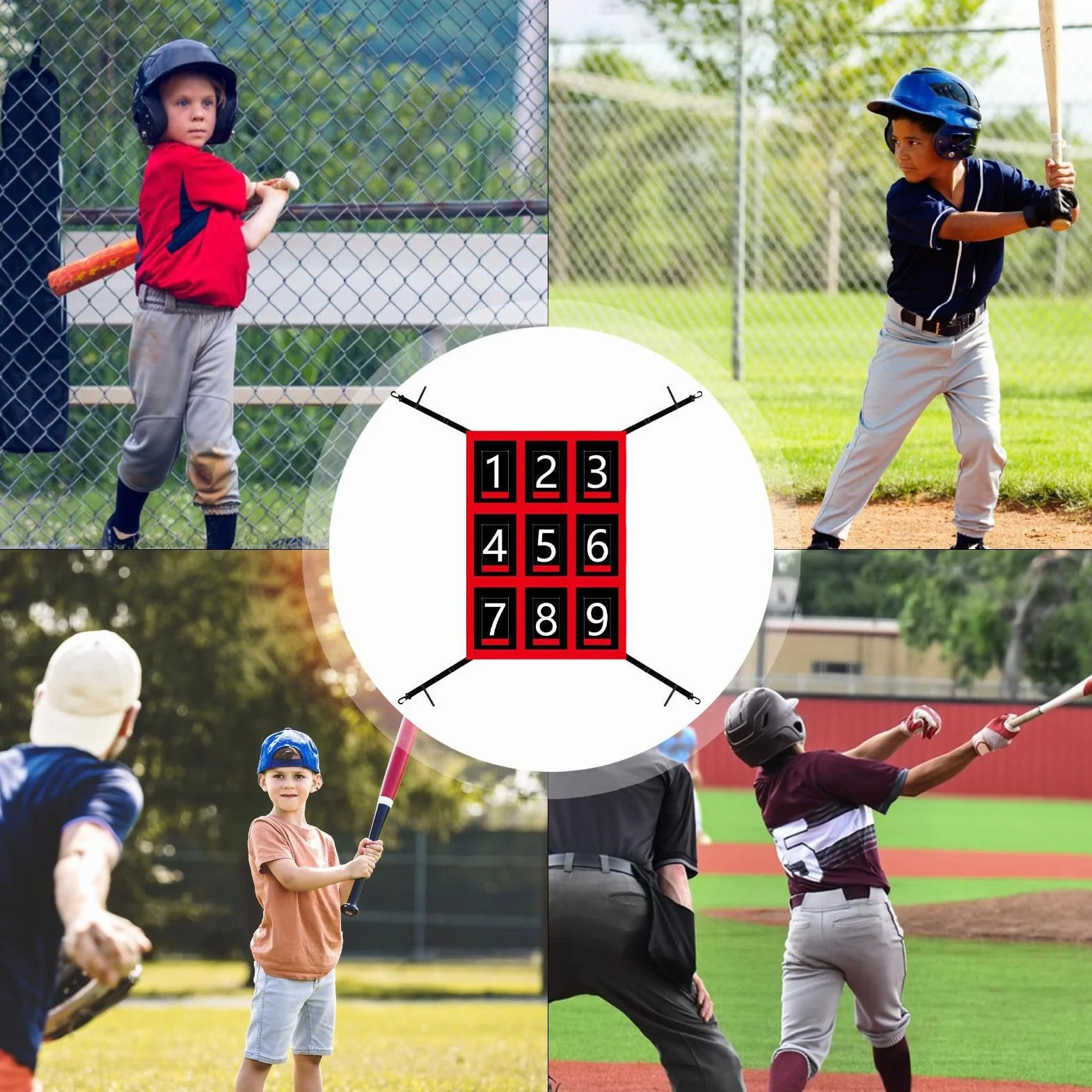 Pitching Net Strike Zone - Target d'entraînement de baseball, aide à la mise en œuvre du softball, cadre de mise au bâton | Le système de précision réglable aiguise les compétences de précision pendan