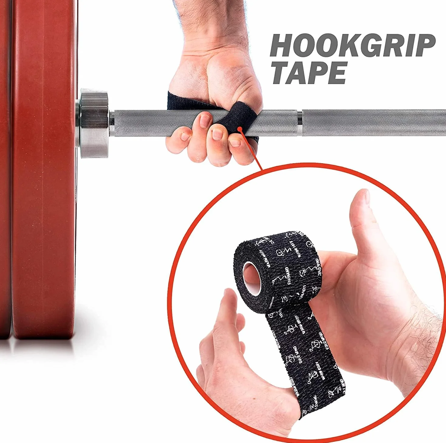WARM BODY COLD MIND Bande de Pouce Preuve de la Sueur - Tape Crossfit, Ruban d'Haltérophilie Musculation Weightlifting, Hook Grip Tape Athlétique