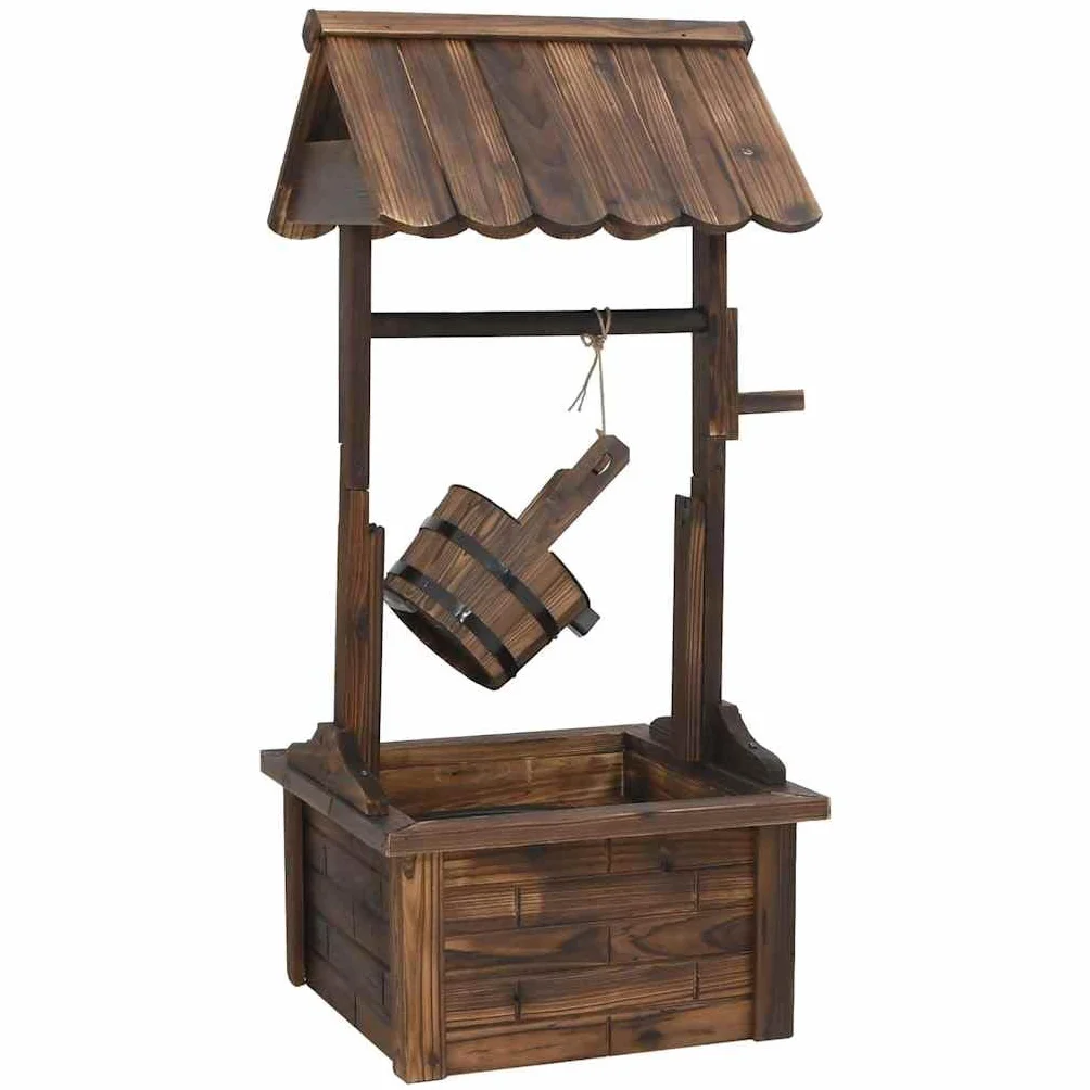 vidaXL Puits à Souhait Pompe 57x50x112 cm Bois de Sapin Massif Fontaine Eau Jardin