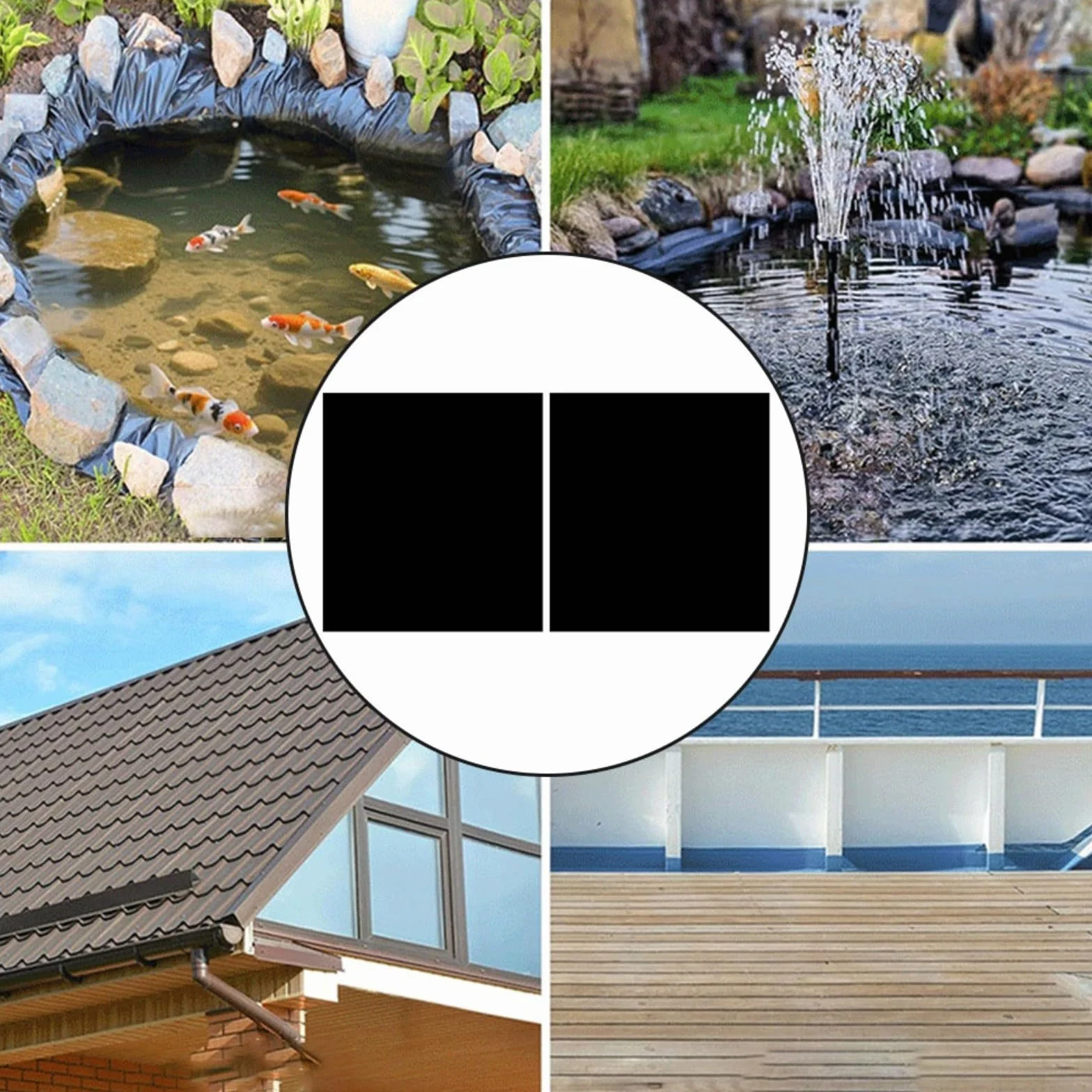 Lot de 2 rustines de réparation bâche bassin caoutchouc butyle EPDM PVC étanche