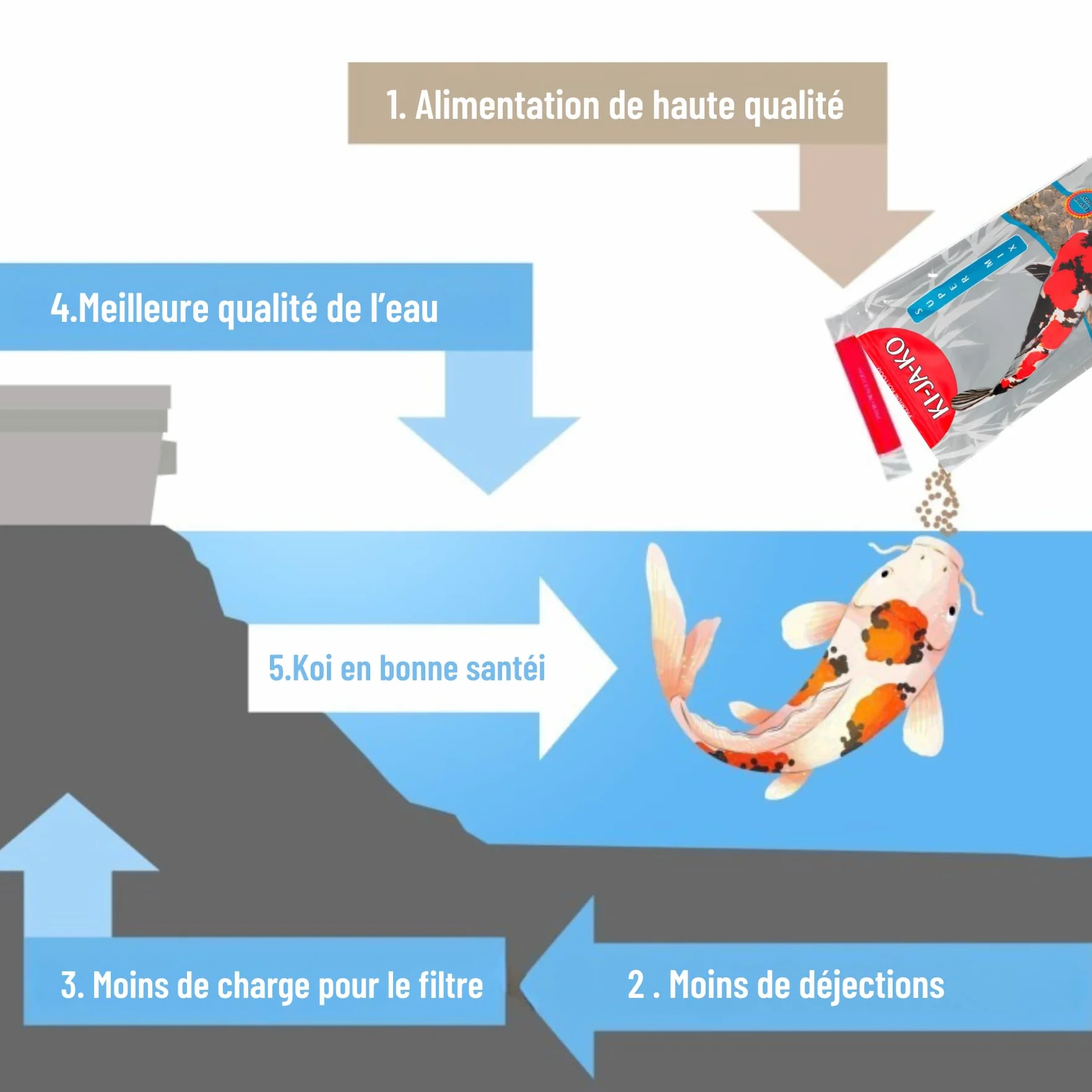 Aliments pour carpes koï Super Mix 1 kg 6 mm caroténoïdes Vitamine E oméga-3