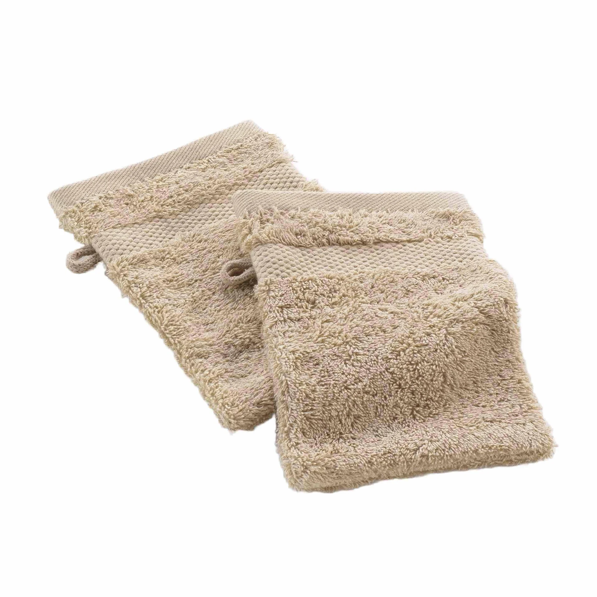Douceur d'Intérieur Gants de Toilette 15 x 21 cm 100% Coton Uni Elegance Noisette