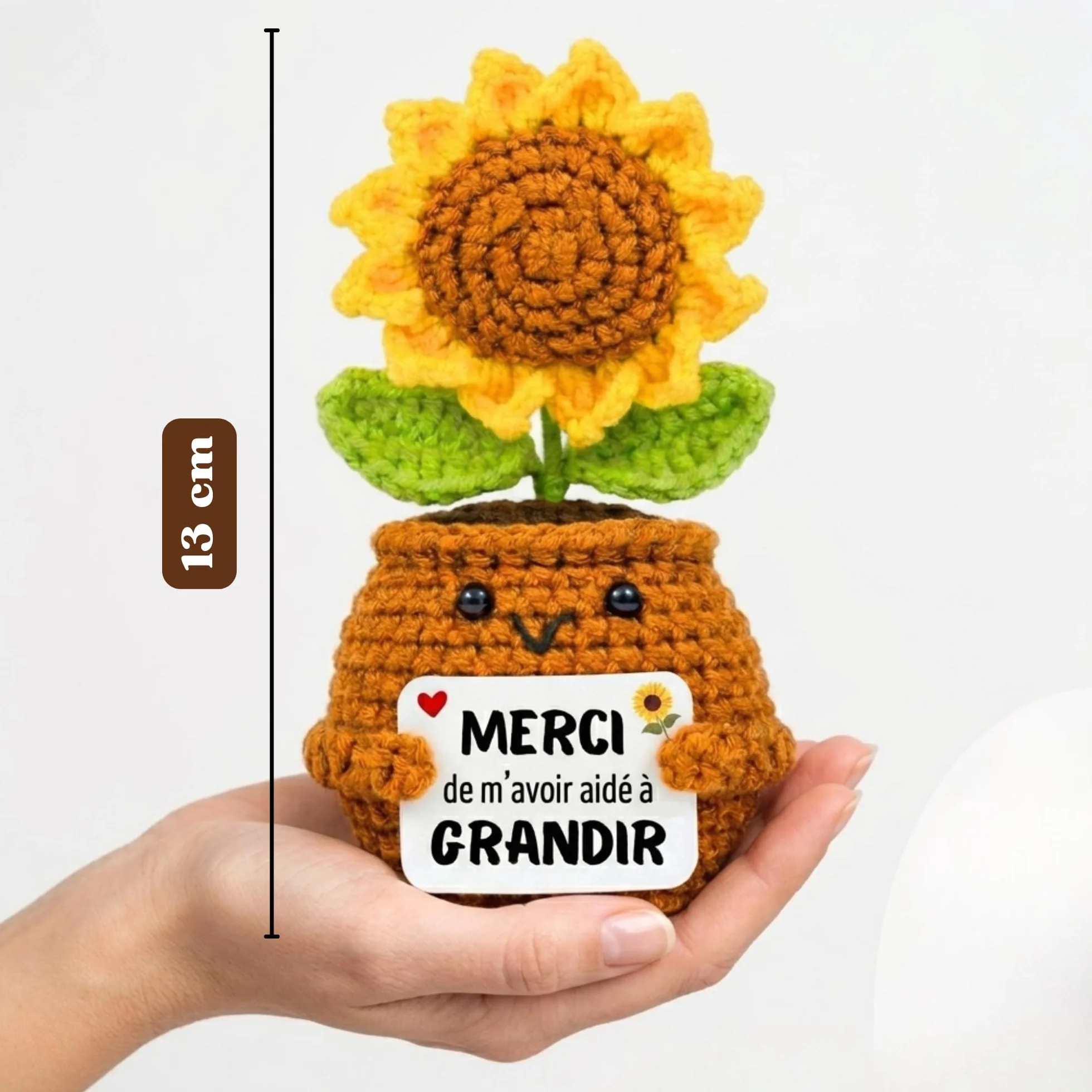 Cadeau Maitresse d’École Tournesol Crochet Merci de m’Avoir aidé à Grandir Fin d’Année Professeur Idée Cadeau Originale Remercier Enseignante