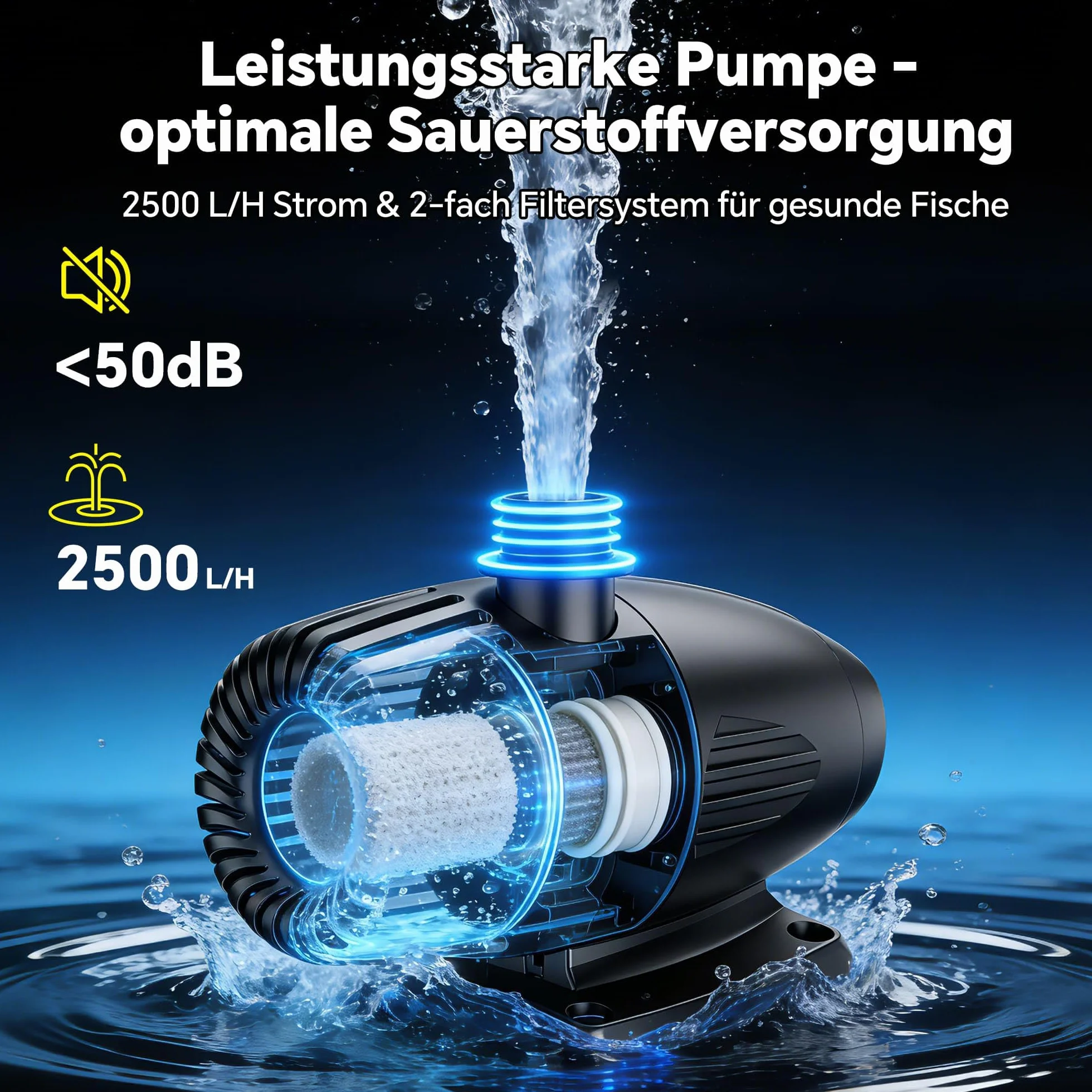 Ensemble complet de cascade solaire en acier inoxydable 50W pompe 40W 2100L/H 20 cm pour bassin de jardin