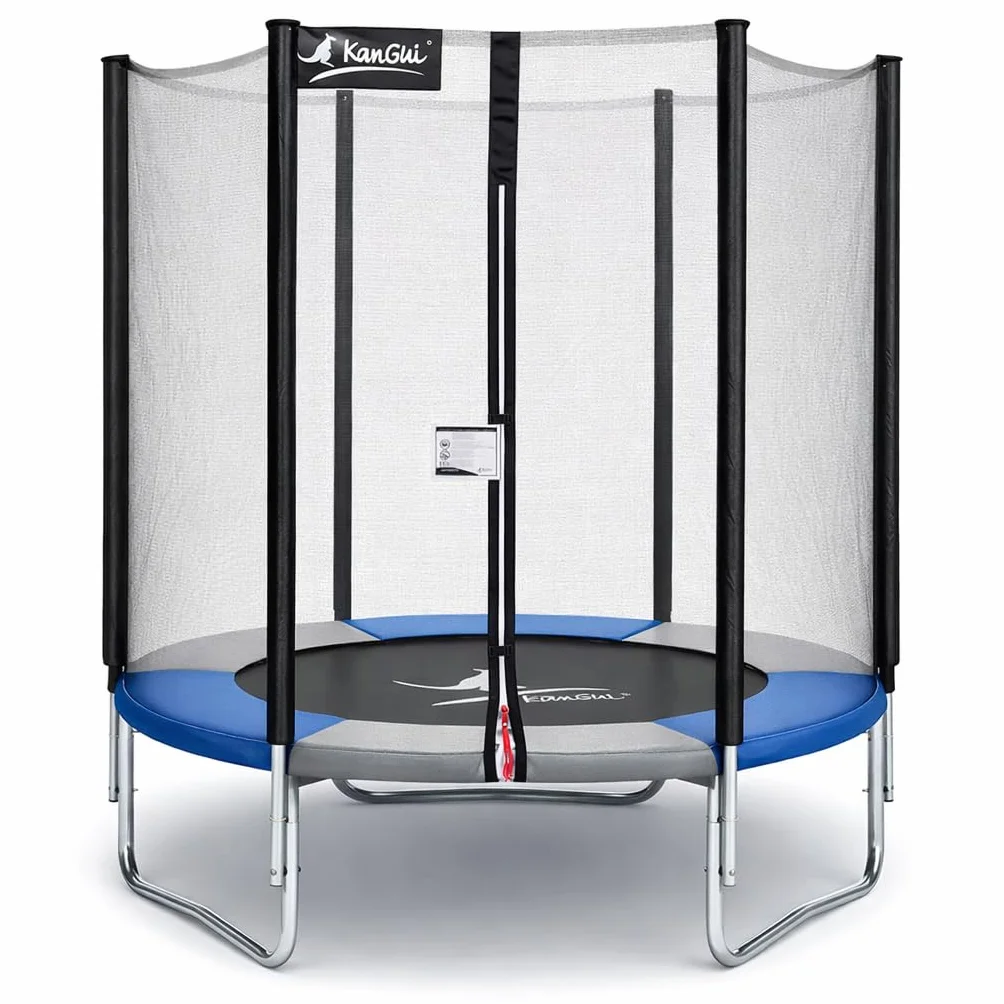 KANGUI Trampoline extérieur avec Filet de sécurité Gris/Bleu 180-430 cm RALLI