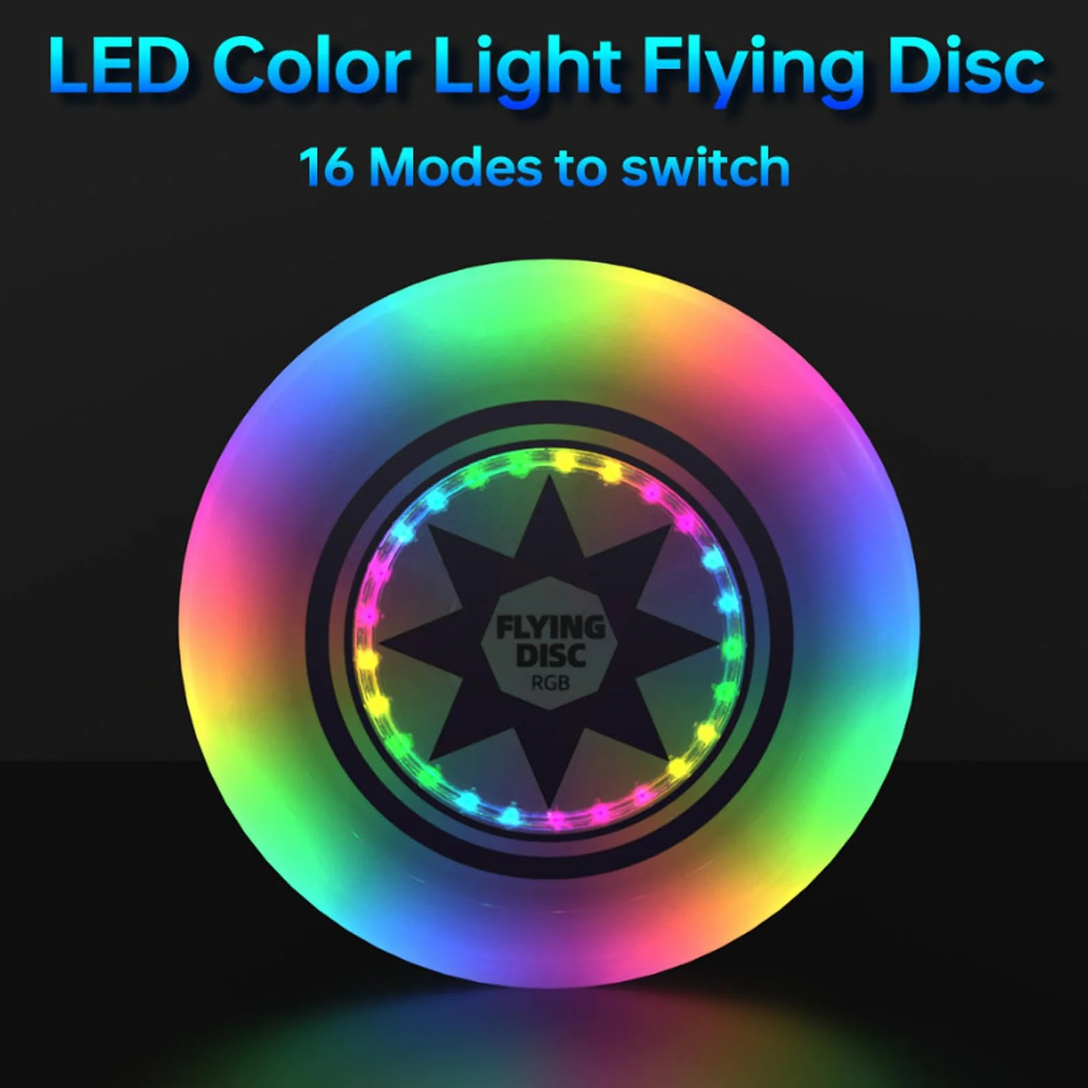 Yunir Disque Volant LED, 8 Modes de Lumière éblouissante RVB, Disque Volant étanche et Rechargeable, Cadeaux D'extérieur pour Hommes, Garçons, Adolescents et Enfants