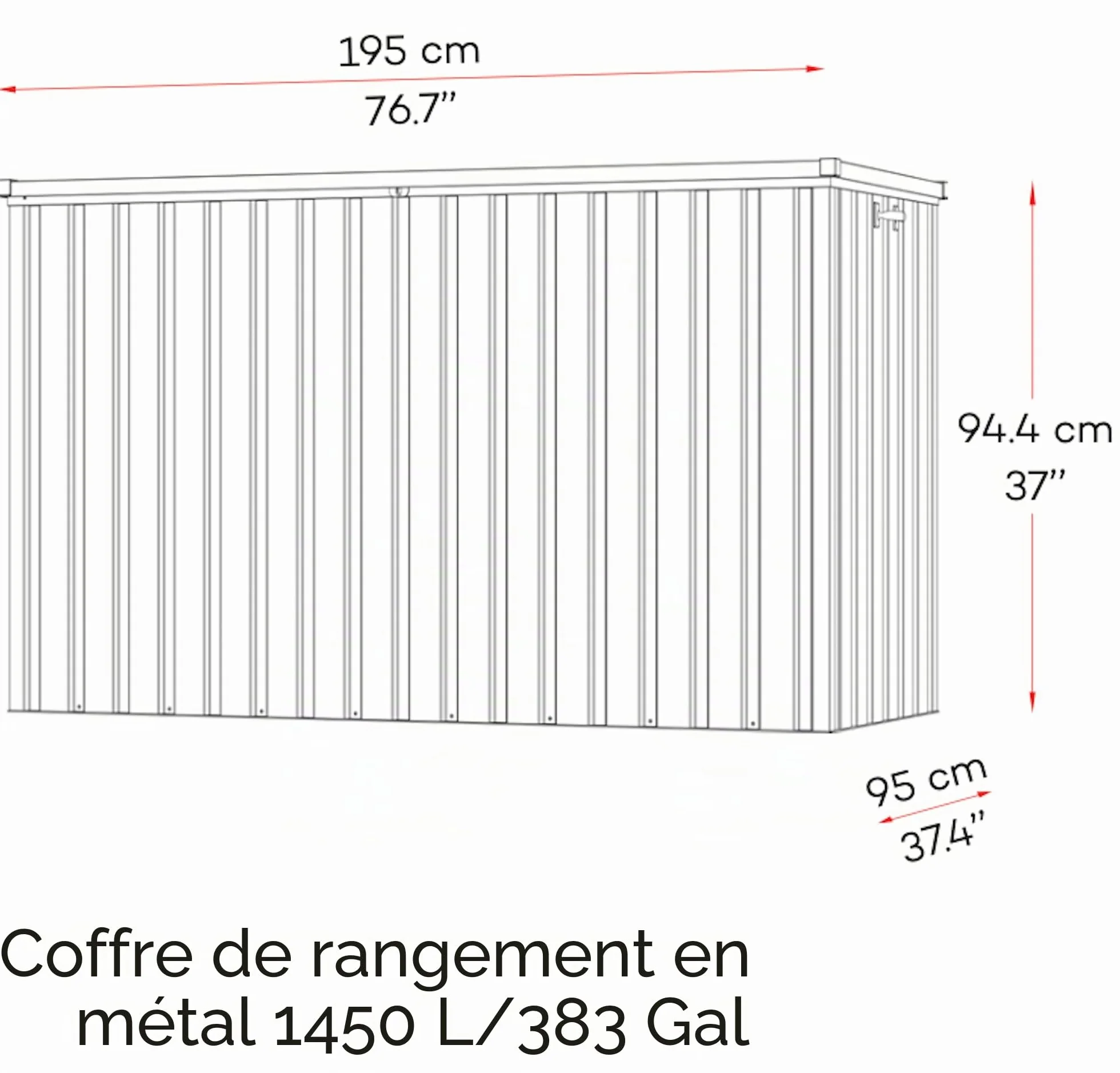 Duramax DH 1.9 (1450 L) Coffre de Rangement de jardin en métal avec vérin à gaz hydraulique, anthracite