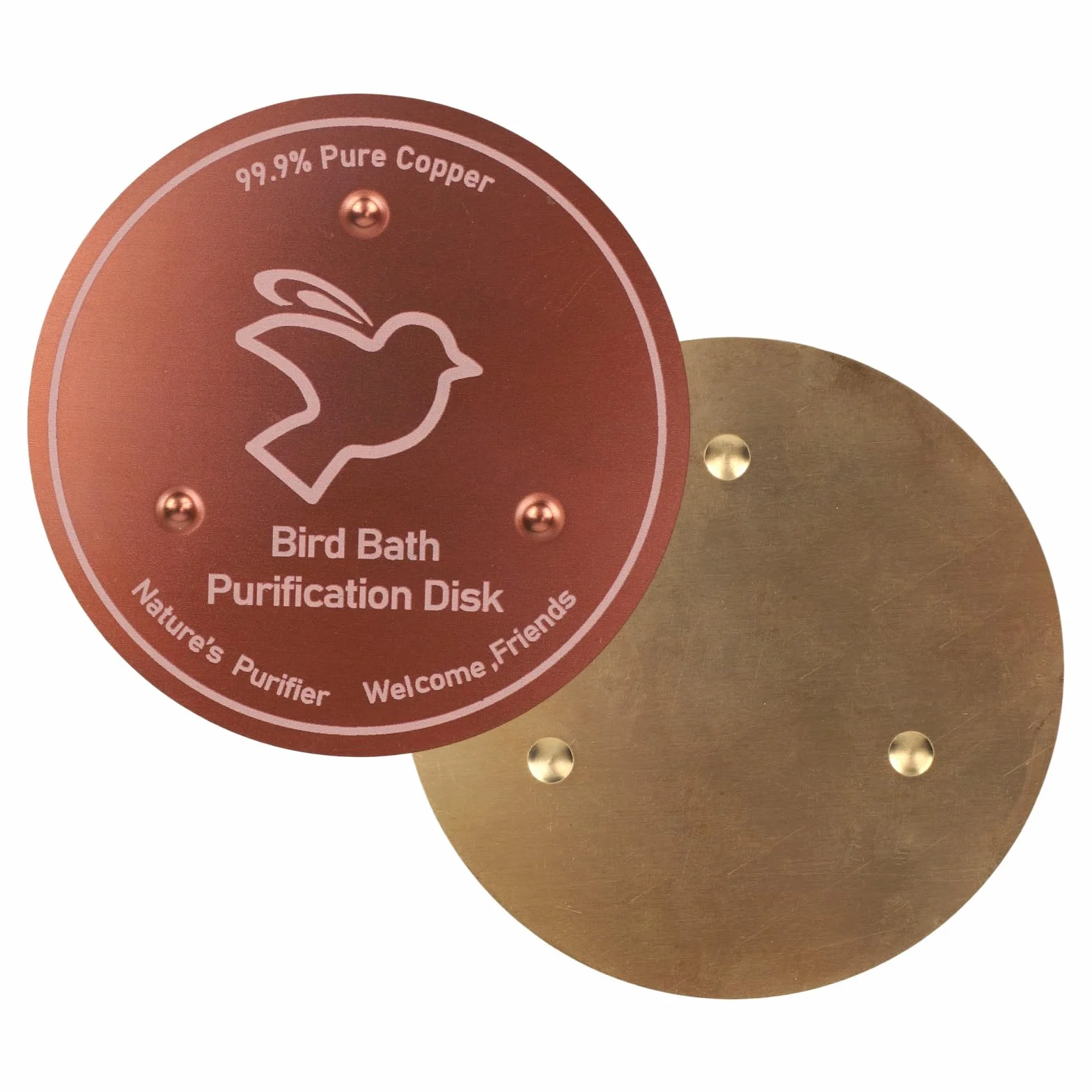 BOXOB Cuivre Pur Disque de Purification pour Bain d'oiseaux 10cm avec Support Triple Point