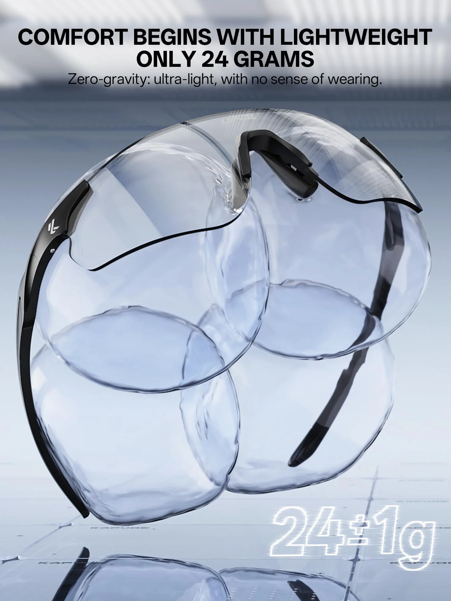 KAPVOE Lunettes de Soleil Sport Photochromiques Homme Femme, Lunettes UV400 22g Ultra Légères avec Plaquette de Nez en Silicone Réglable, Running Cyclisme Baseball Conduite K108