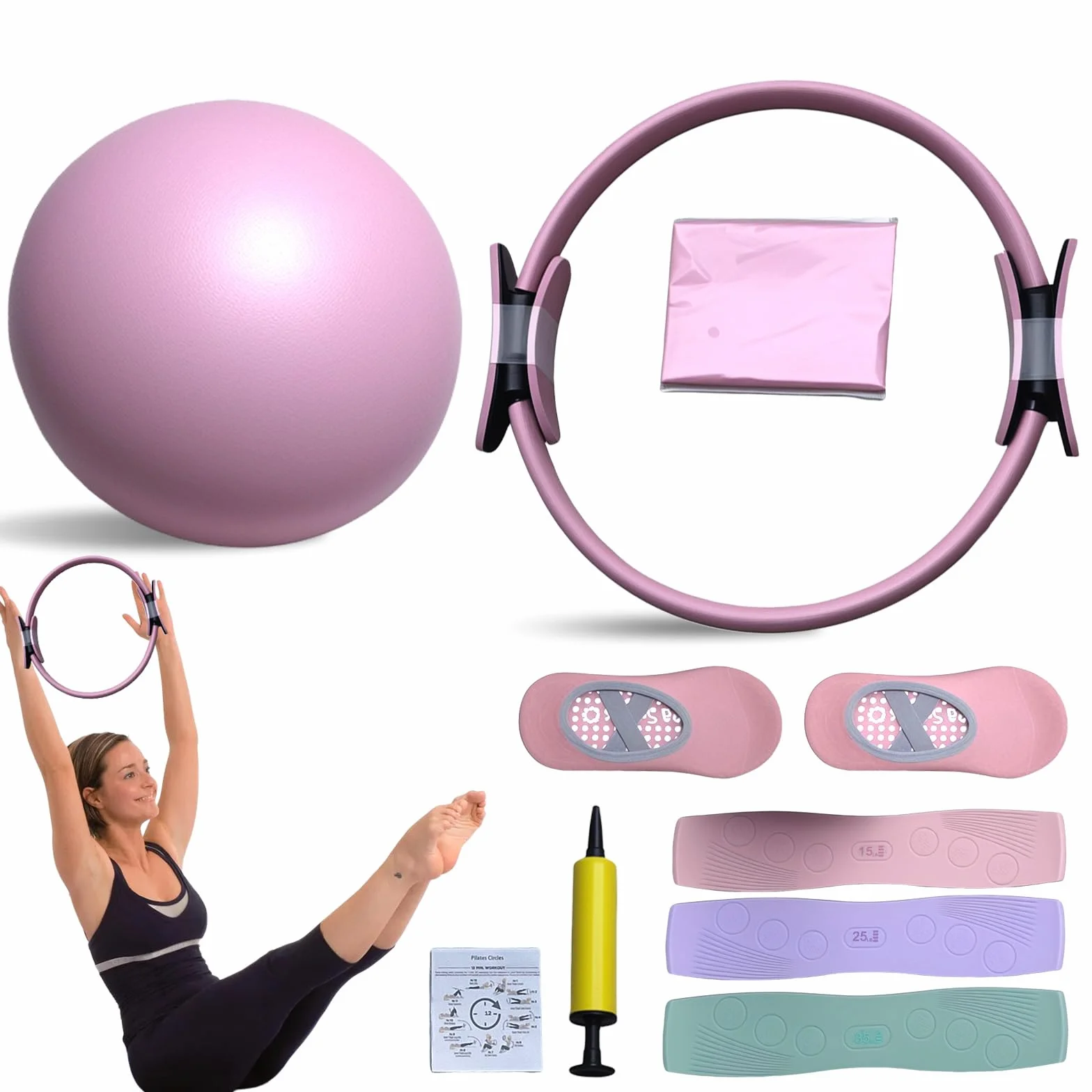 Pilates Yoga Kits,Ensemble Pilates Maison,Bande De Résistance,Pilates Accessoires pour Pilates,Anneaux de Pilates pour Jambes,Bras et Cuisses