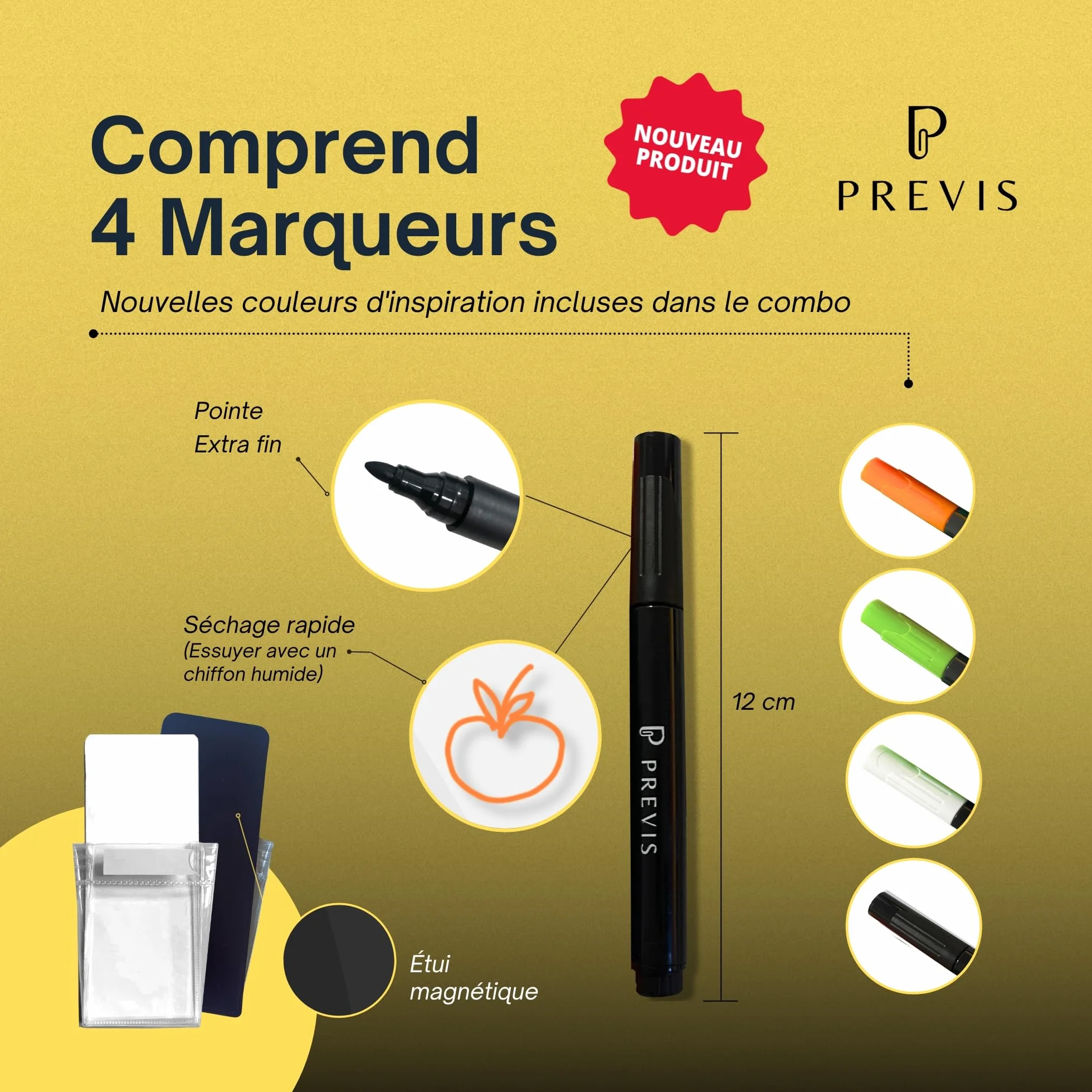 PREVIS BRAND Planning Frigo Magnetique Hebdomadaire Plexiglass Transparent A3 (30x40cm) avec 4 Marqueurs - Tableau Planner Frigo Acrylique