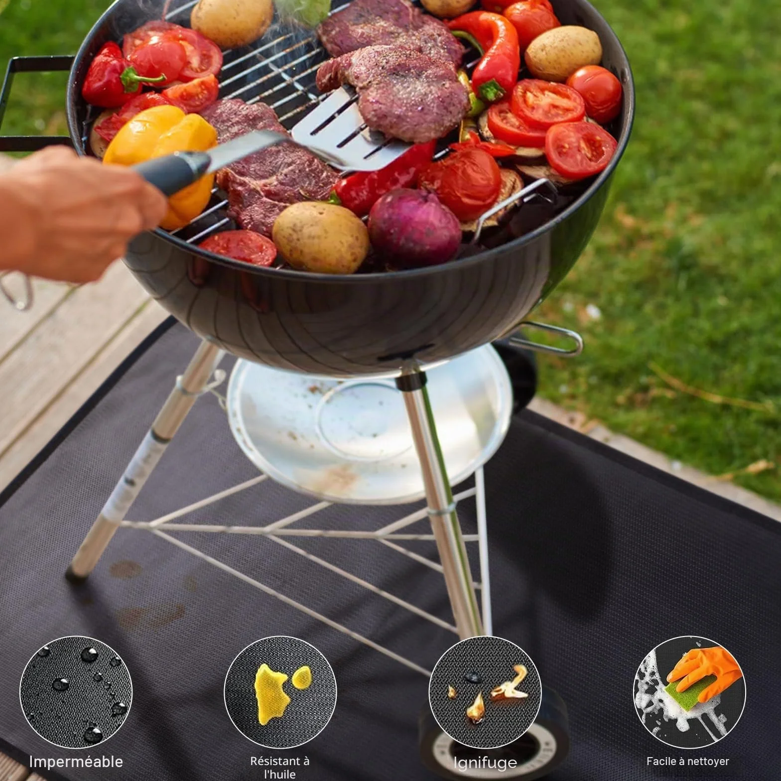 Tapis ignifuge 130 × 80 cm résistant à la chaleur 982 °C protection thermique coupe-feu barbecue gaz charbon