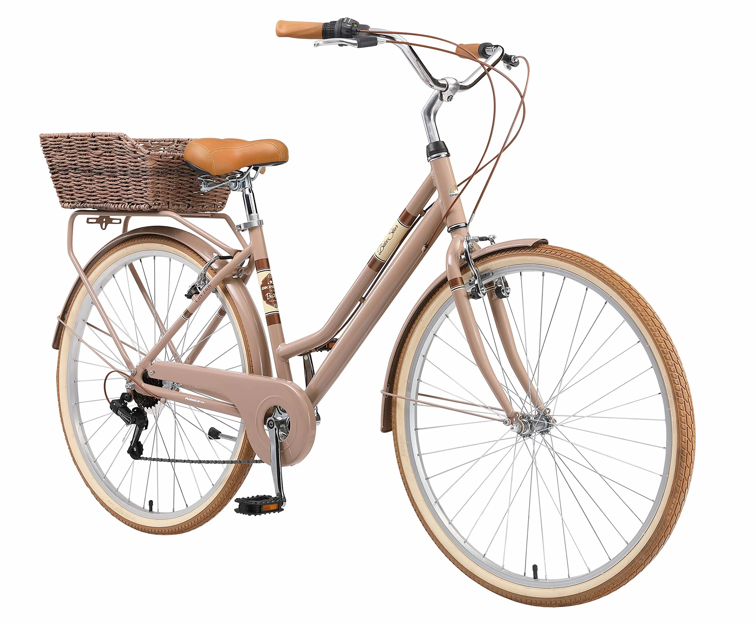 BIKESTAR VTC Vélo de Ville Aluminium 26" 28" | 7 Vitesse Shimano Vélo Urbain Femme avec Sonnette Panier Lumière
