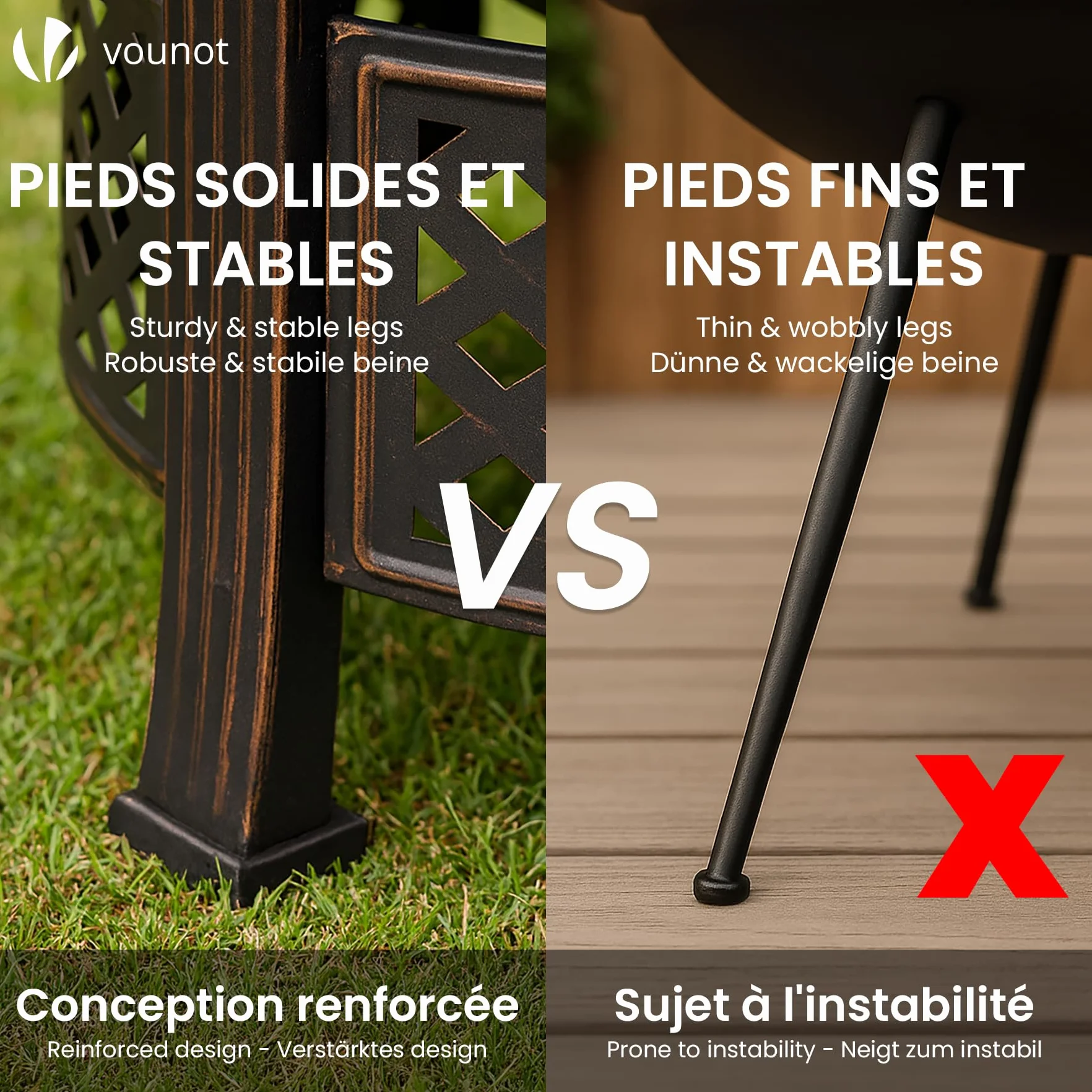 VOUNOT® Brasero Extérieur Ø81cm Métal Pare Étincelles Couvercle Tisonnier Chauffage Jardin Terrasse Foyer Rond Noir