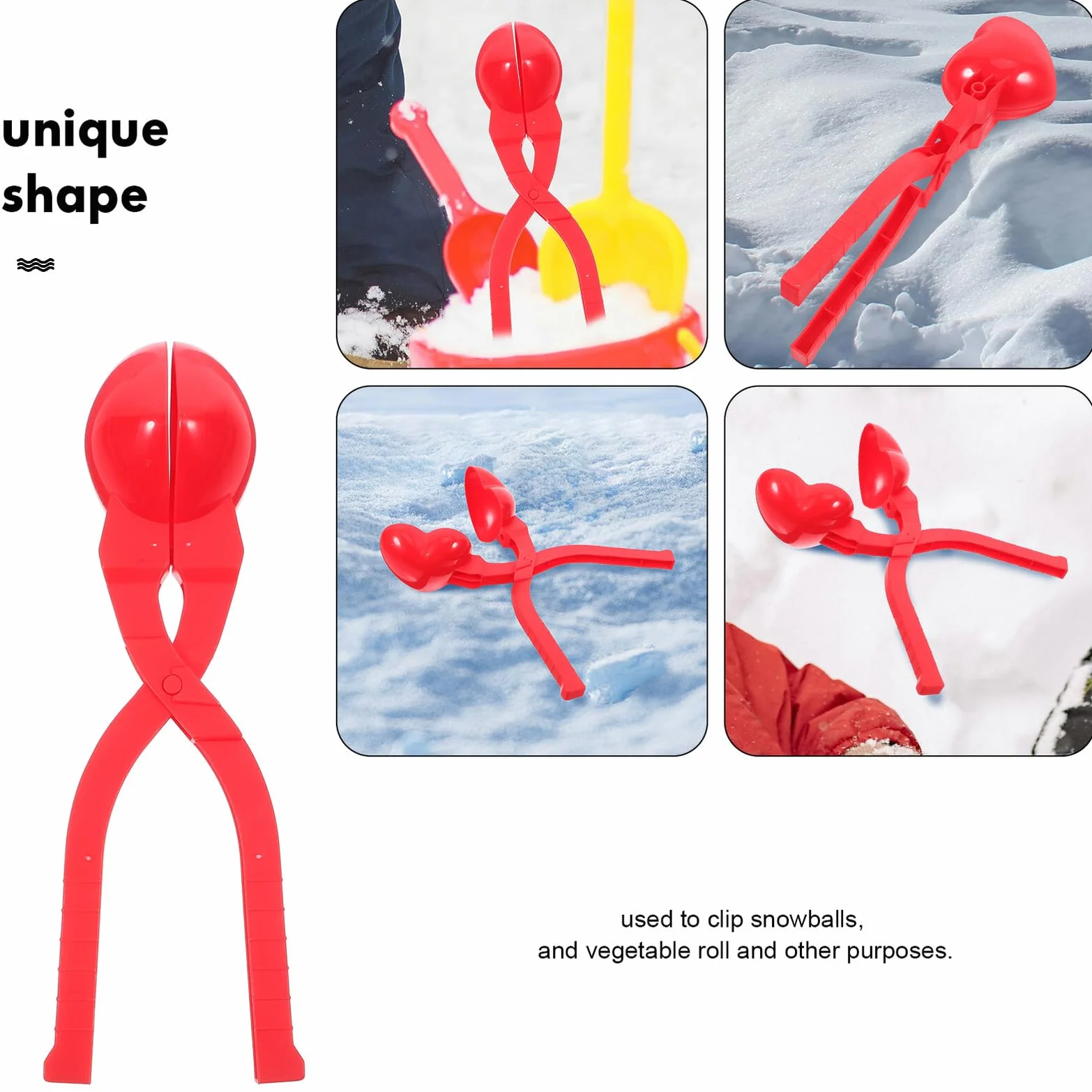 Hemobllo Pince à Boule de Neige Forme de Cœur pour Garçon Fille et Adultes Outil Portable Anti-Gel pour Jeux Hiver Plein Air Fabricant de Boules Léger et Pratique
