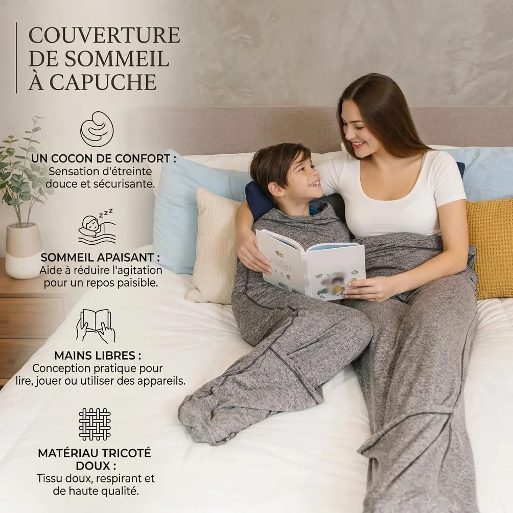 Le Câlin Calinéa, Couverture Thérapeutique par Pression Et Étreinte Tissu Extensible Respirant Capsule De Sommeil À Capuche pour Détente À Domicile