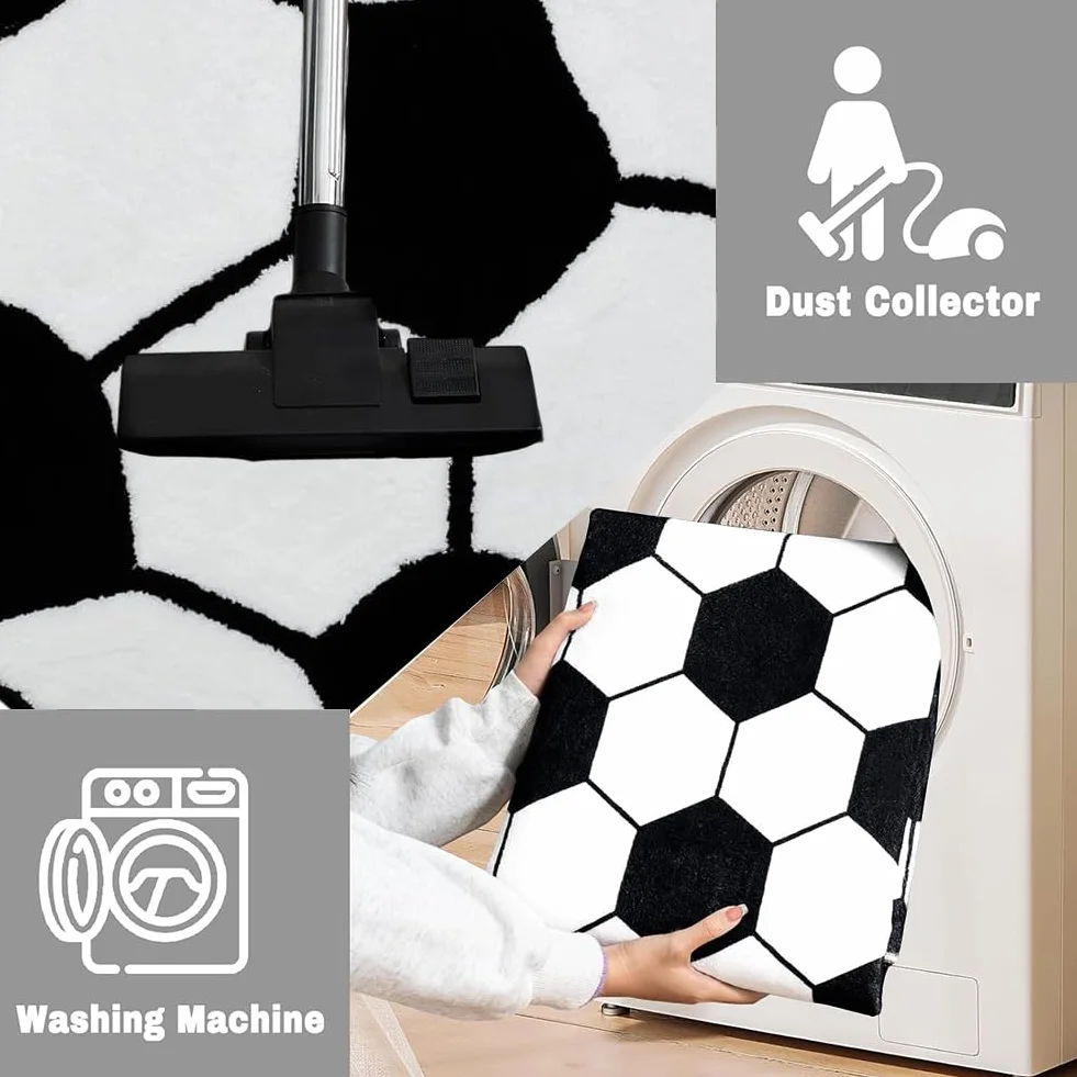 Tapis de Football Rond Antidérapant 60x60cm pour Chambre Enfants Salon