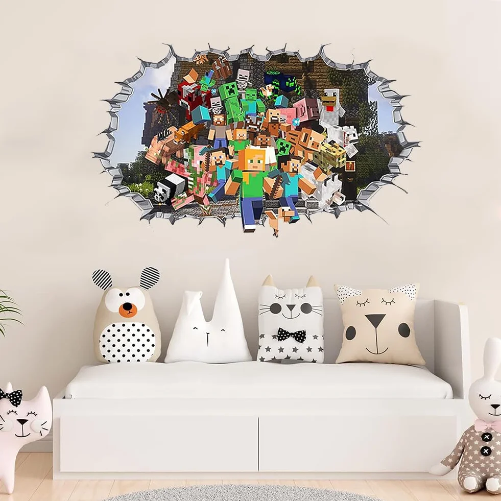 Autocollants Muraux Enfants Gamer 3D, Sticker Mural Garçon Dortoir - Décoration Chambre