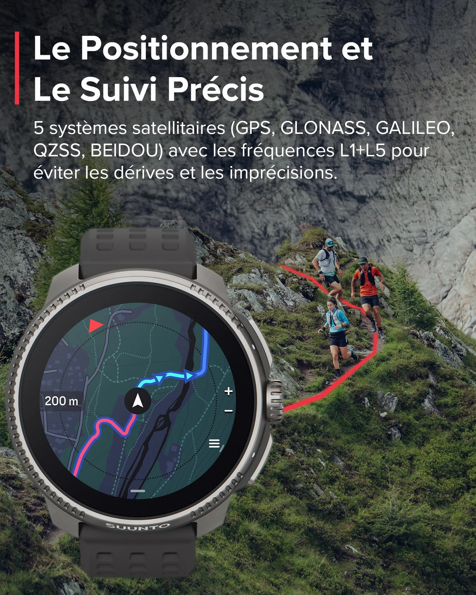 SUUNTO Race Montre de Sport GPS Homme Femme, Bi-Band GNSS, Carte Hors Ligne, Écran Tactile AMOLED, Autonomie 26 Jours