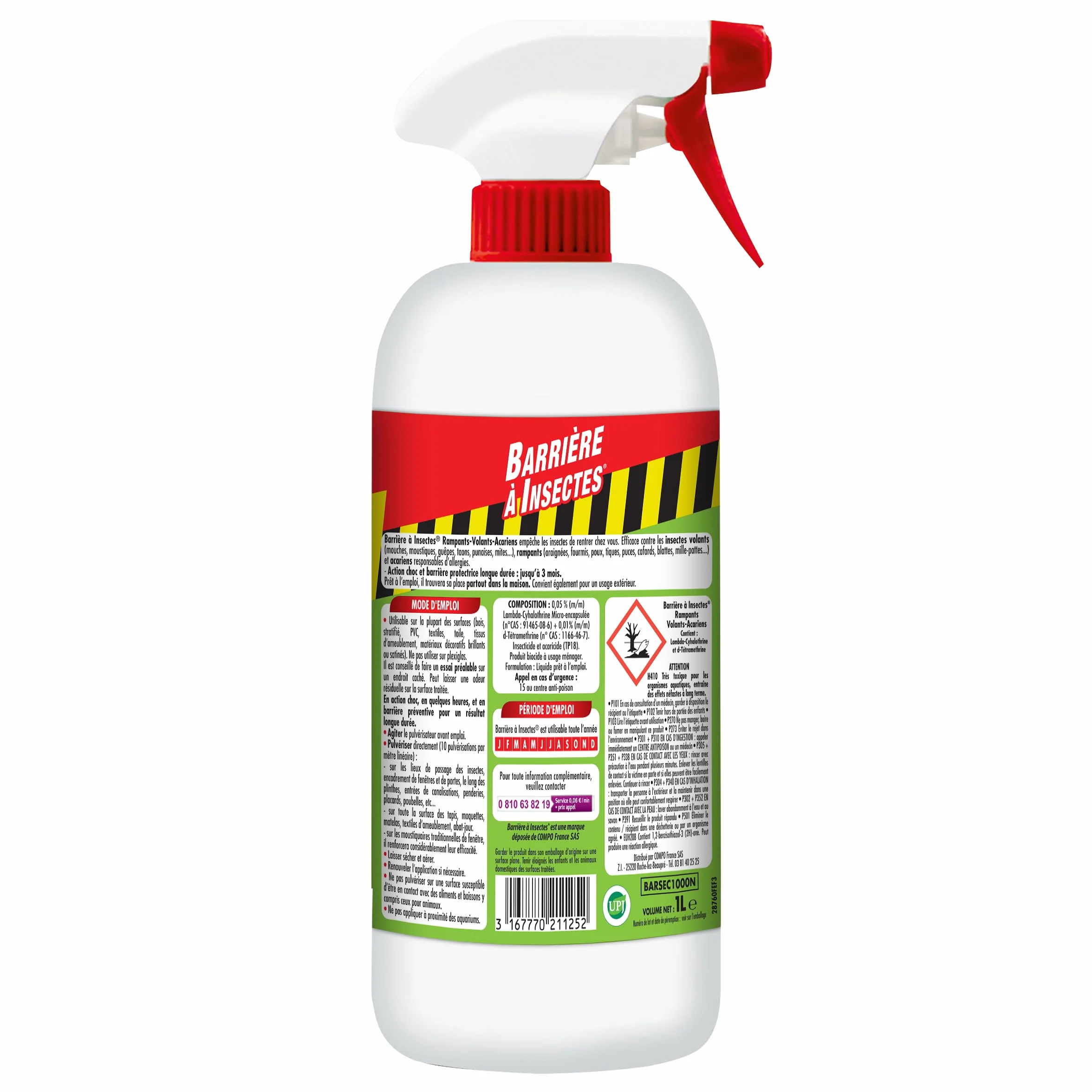 BARRIERE A INSECTES Vaporisateur Insectes Rampants Volants Acariens 1 L BARSEC1000N