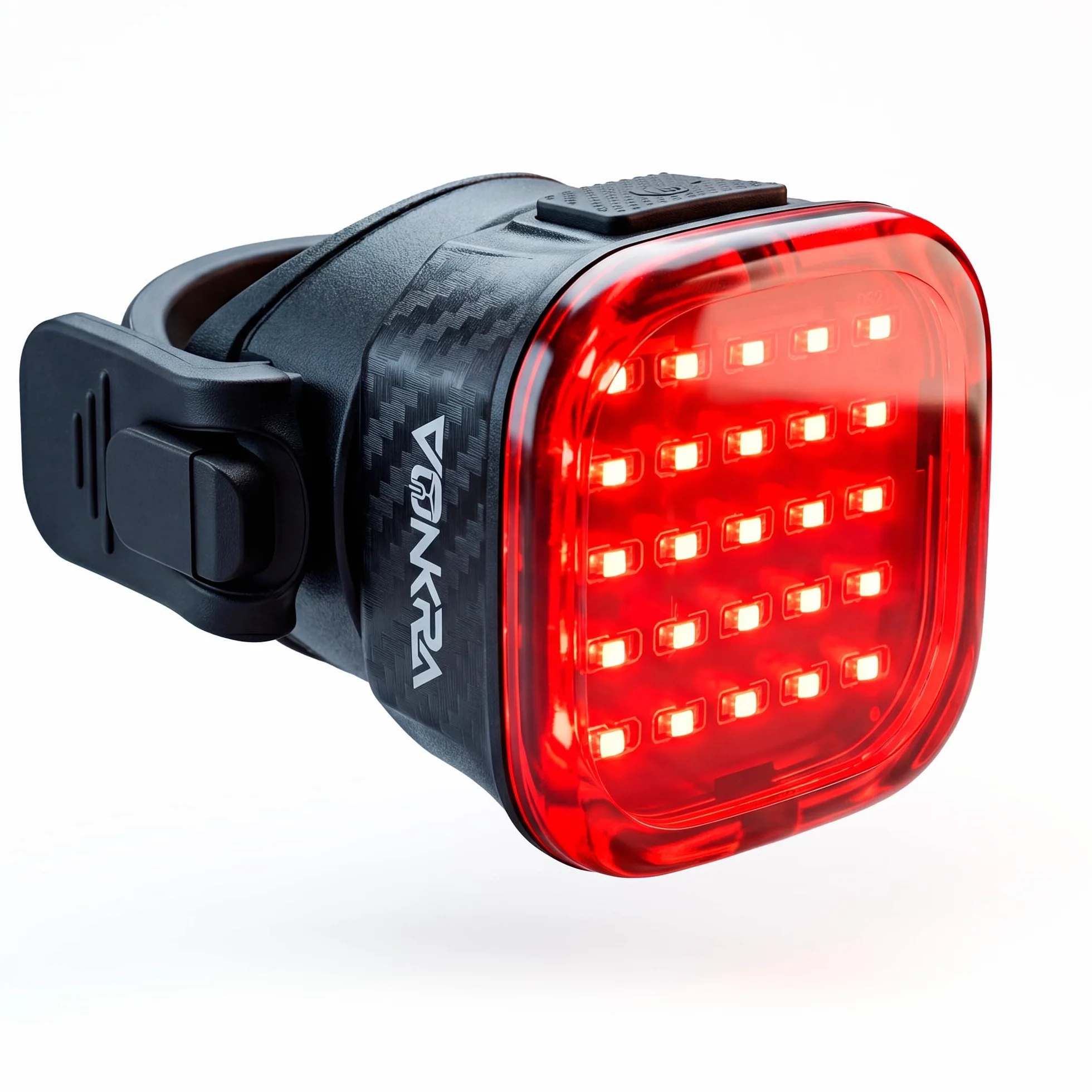Feu Arrière Vélo LED Clignotant 60 Lumens - Fixation Ultra-Solide Anti-Vibration - IPX6 Étanche - USB-C Rechargeable - Allumage Automatique - Système Compatible Garmin - Vonkra T60