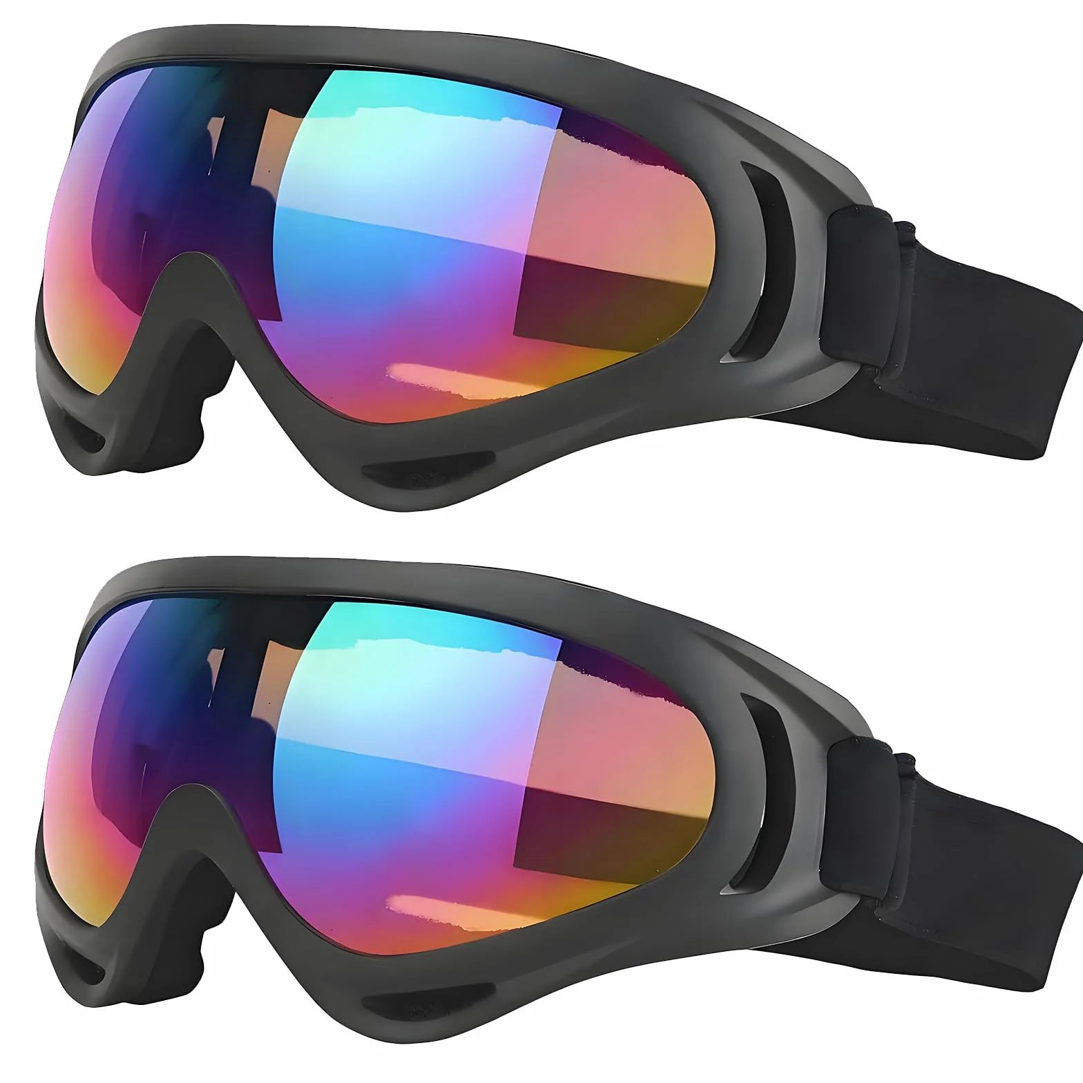 Lunettes De Ski 2 Pièces Masques De Snowboard Motoneige Moto Rembourrage En Mousse Hommes Femme