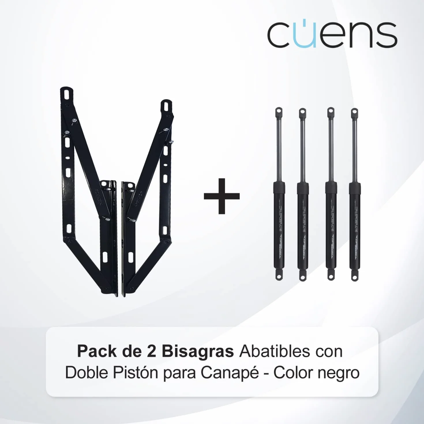 Cuens Jeu de 2 charnières à double piston pour lit coffre 180 cm avec amortisseurs