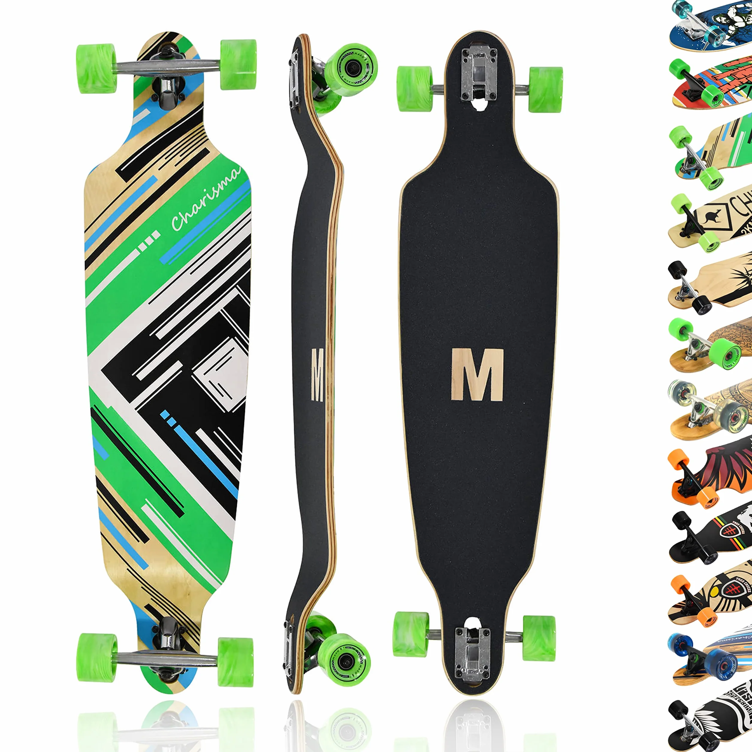 Maxofit Longboard dans différents Designs avec Planches en érable/Bambou de qualité supérieure pour débutants et confirmés
