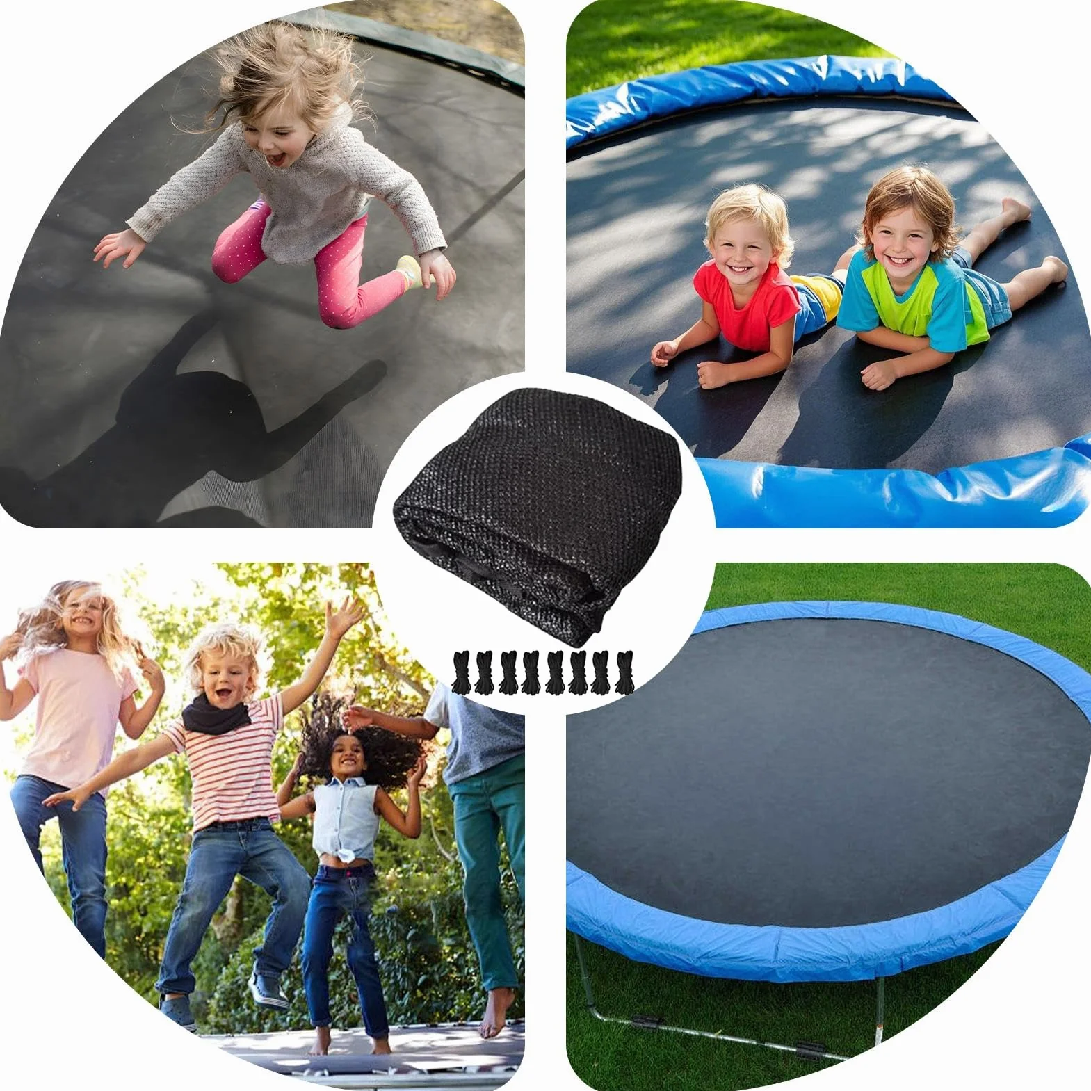 Housse d'ombrage Trampoline Ø183-427cm Toit Pare-Soleil 6/8 Poteaux Anti-UV imperméable
