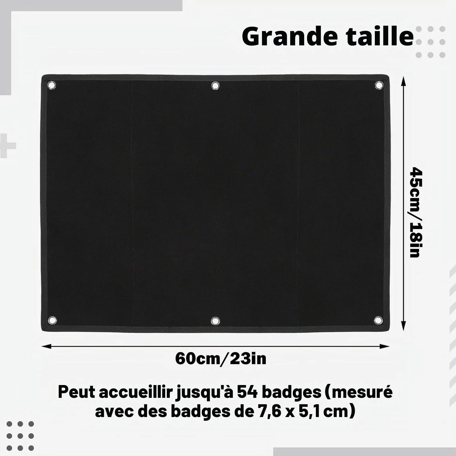 Tableau d'Affichage pour Patchs 60 x 45 cm avec Œillets Pliable