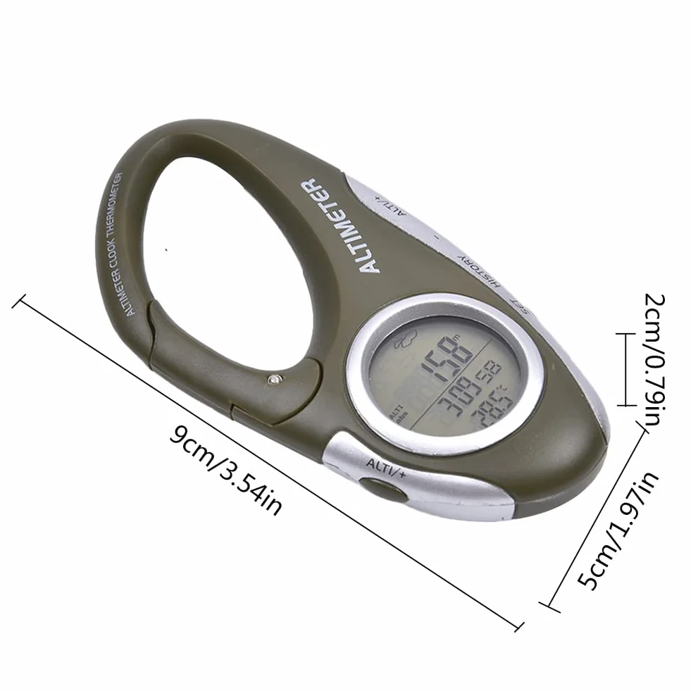 Altimètre pour la randonnée | Altimètre Multifonctionnel Portable avec thermomètre - randonnée Mousqueton Altimètre pour Femme Homme Explorateurs Randonneurs