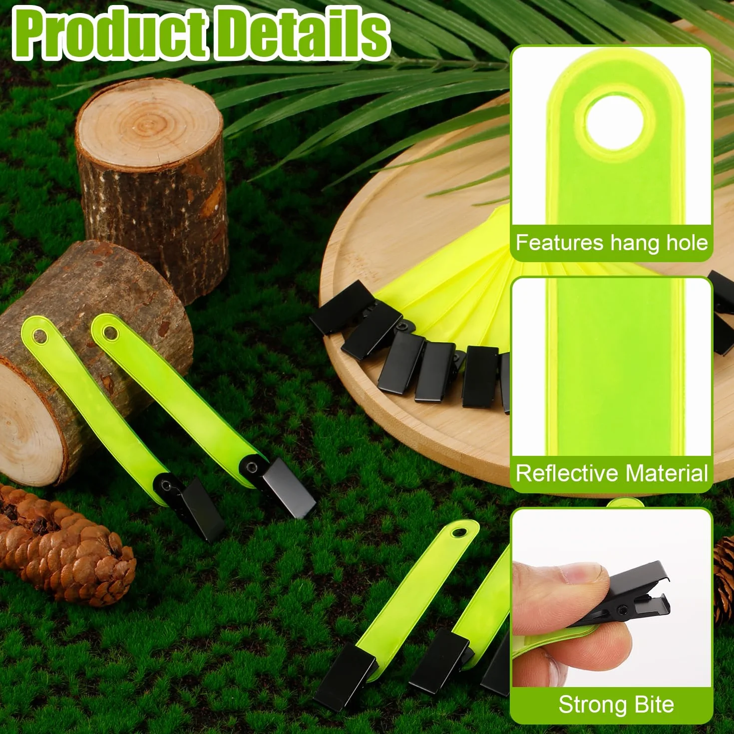 XIHIRCD 24pcs Marqueurs de Sentier Réfléchissants Jaune Fluorescent avec Clips Jour et Nuit