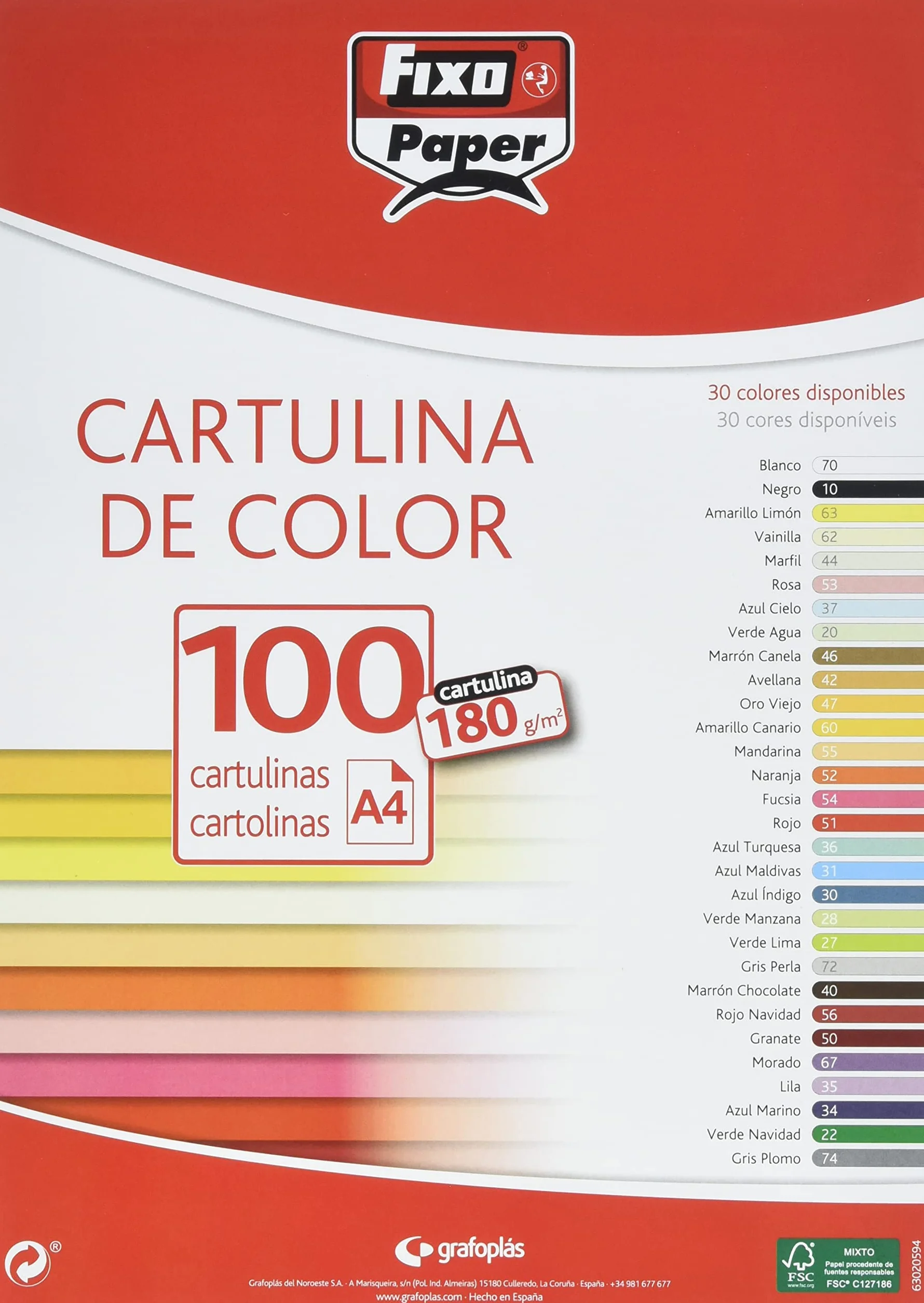 Fixo Lot de 100 feuilles cartonnées blanches A4 180 g