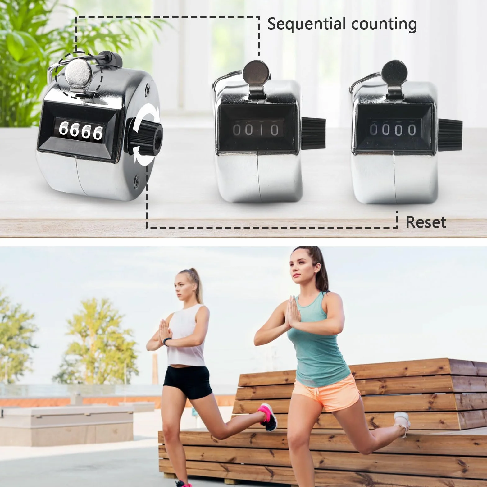 Lot de 4 compteurs manuels mécaniques à 4 chiffres, compteur de rangs pour activités sportives, golf, tricot