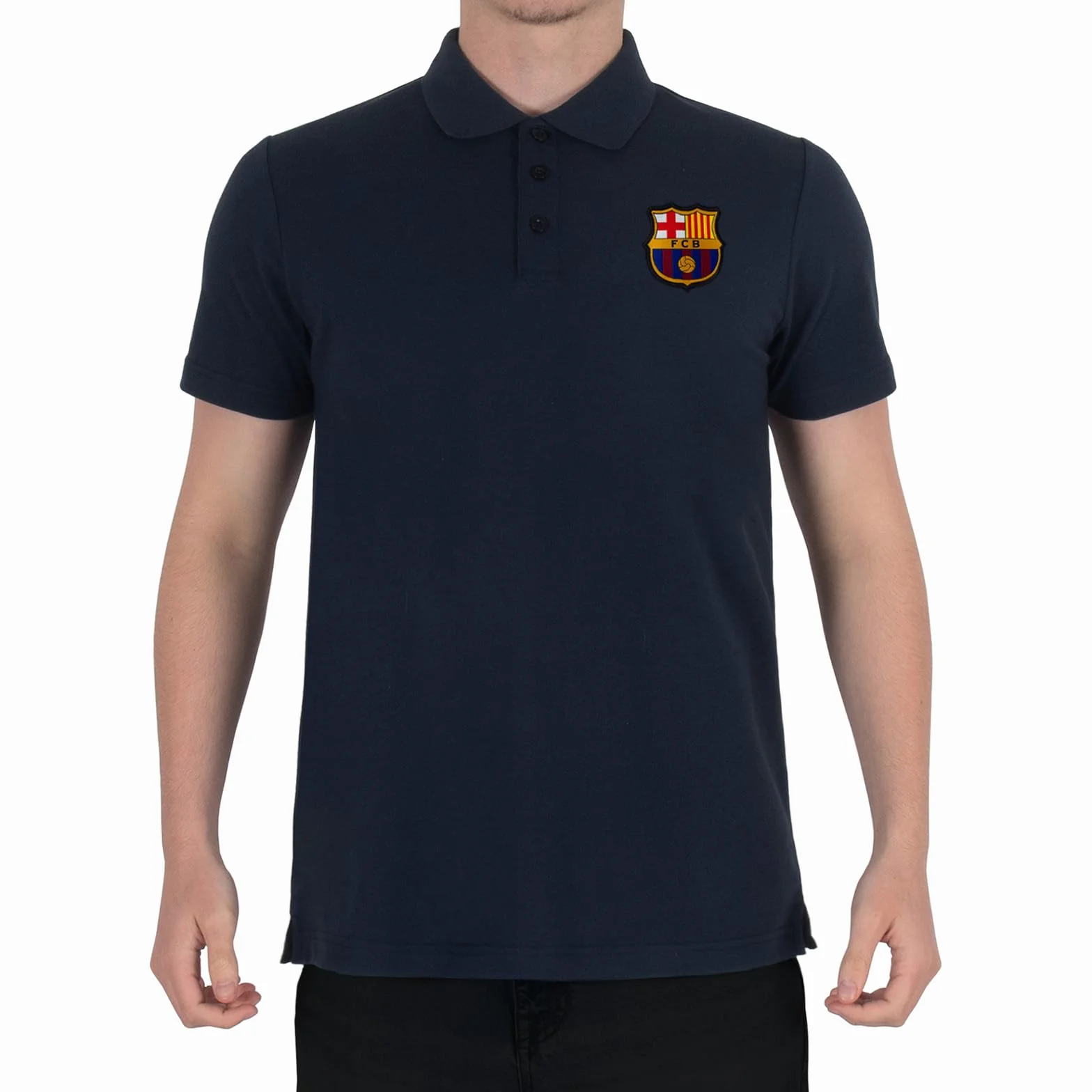 FC Barcelone Officiel - Polo de Football pour Homme - avec Blason Officiel - Bleu Marine