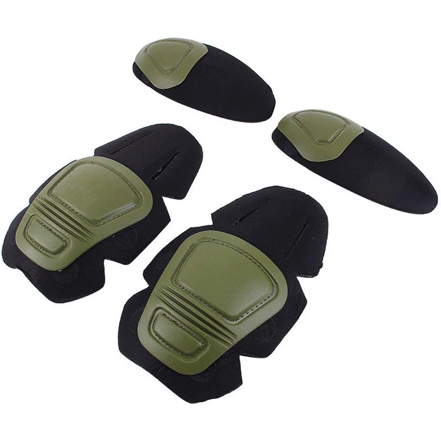 Genouillères et coudières tactiques pour paintball, airsoft, combat, uniforme militaire, 2 genouillères et 2 coudières, vert
