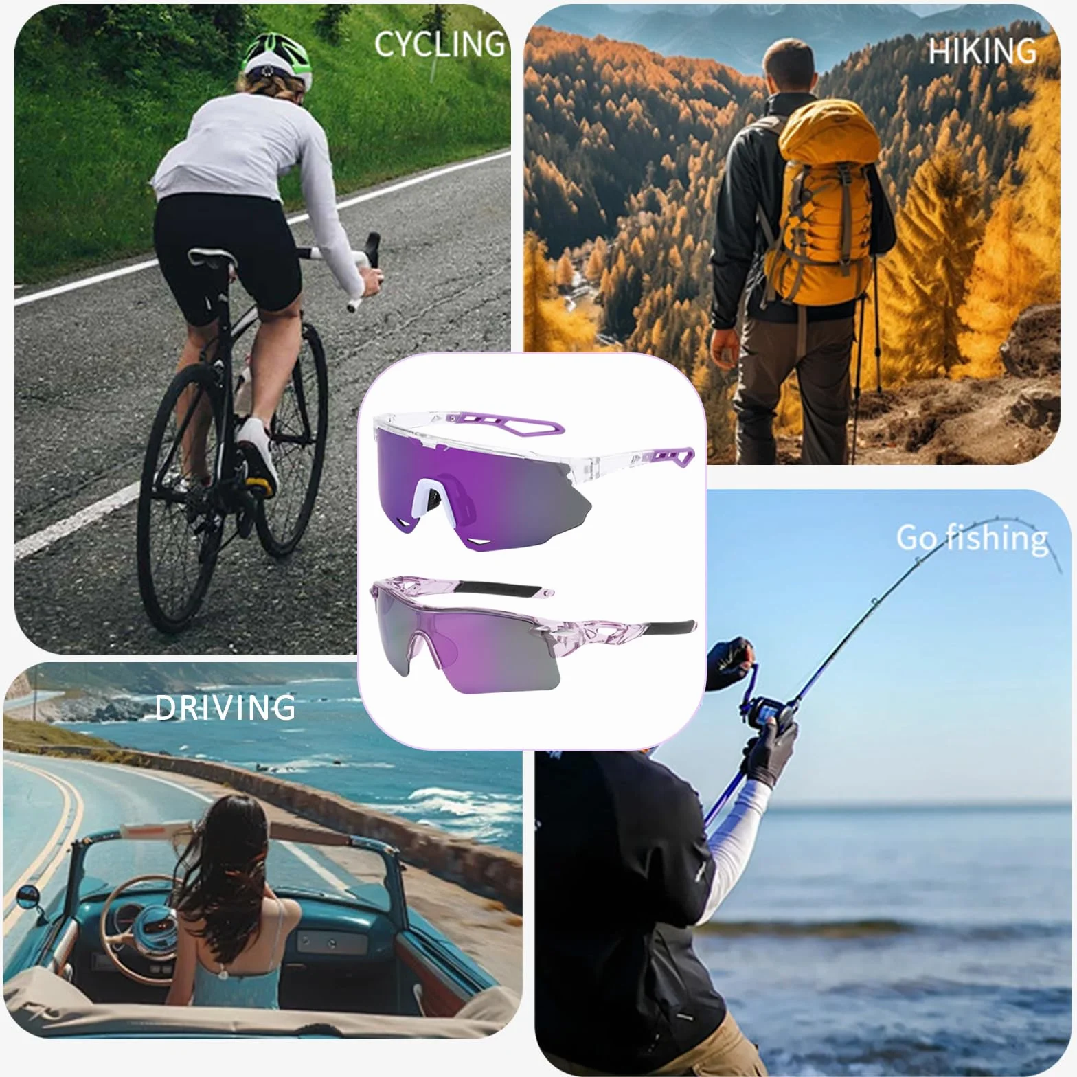 2Pcs Lunette de Vitesse, Lunettes de Soleil Femme Homme Sport Lunette Velo Protection UV400 Lunettes de Cyclisme Coupe-Vent pour Activités de Plein Air Cyclisme Conduite,Avec 2 Cordon lunettes