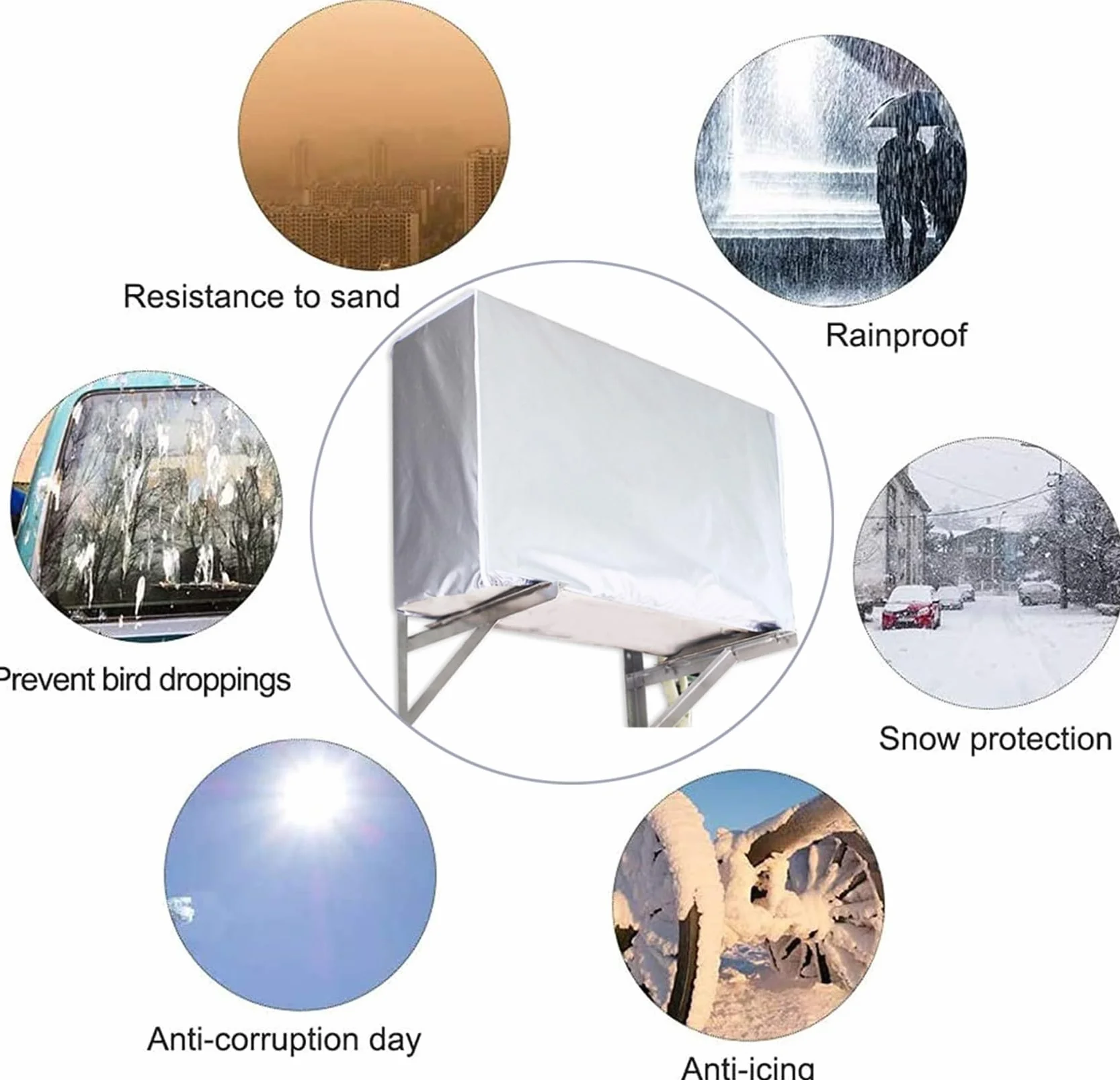 Housse pour climatiseur extérieur pompe à chaleur hiver anti poussière anti neige imperméable (M)