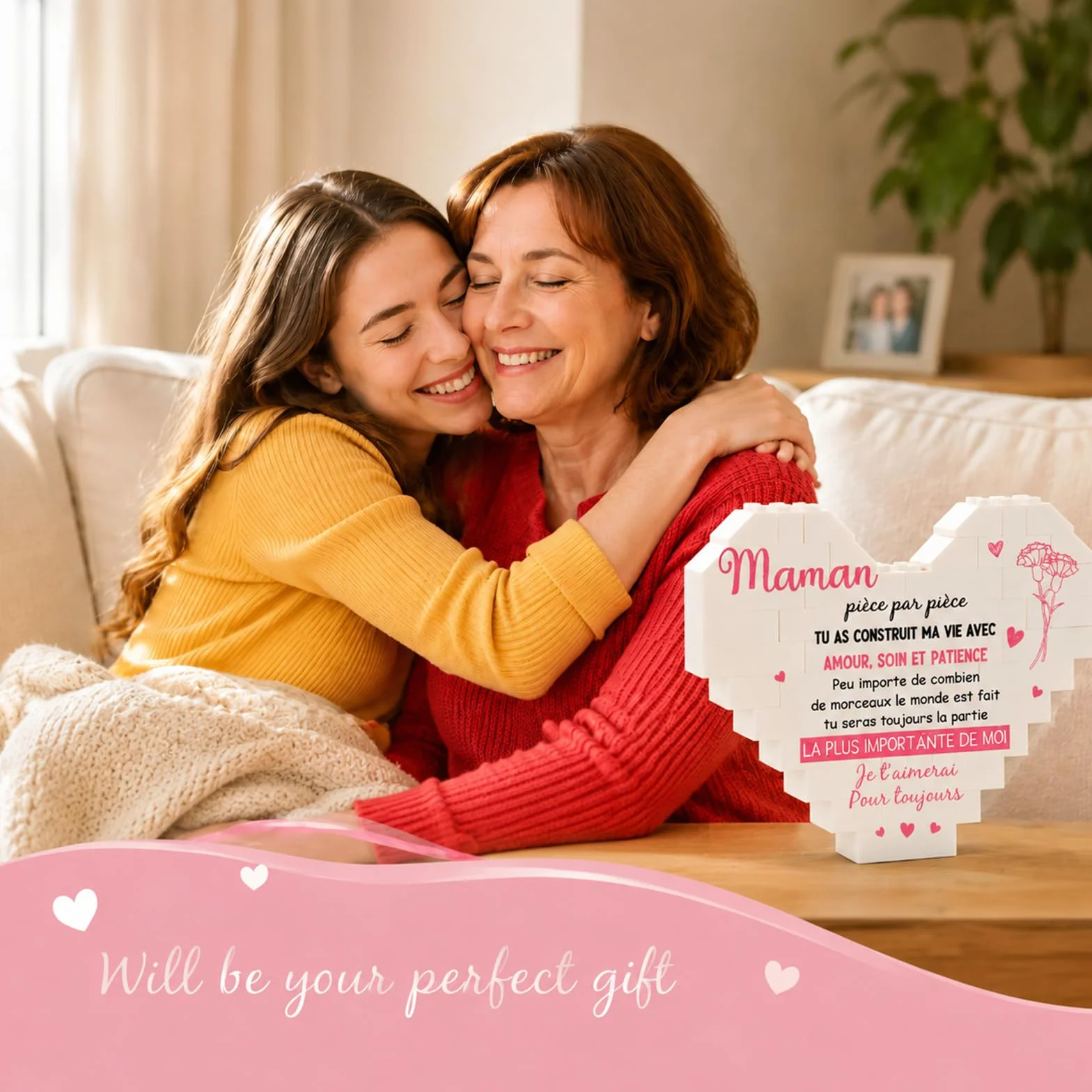 Cadeau Maman Ornement Cœur Décoratif Anniversaire Fête des Mères Fils Filles