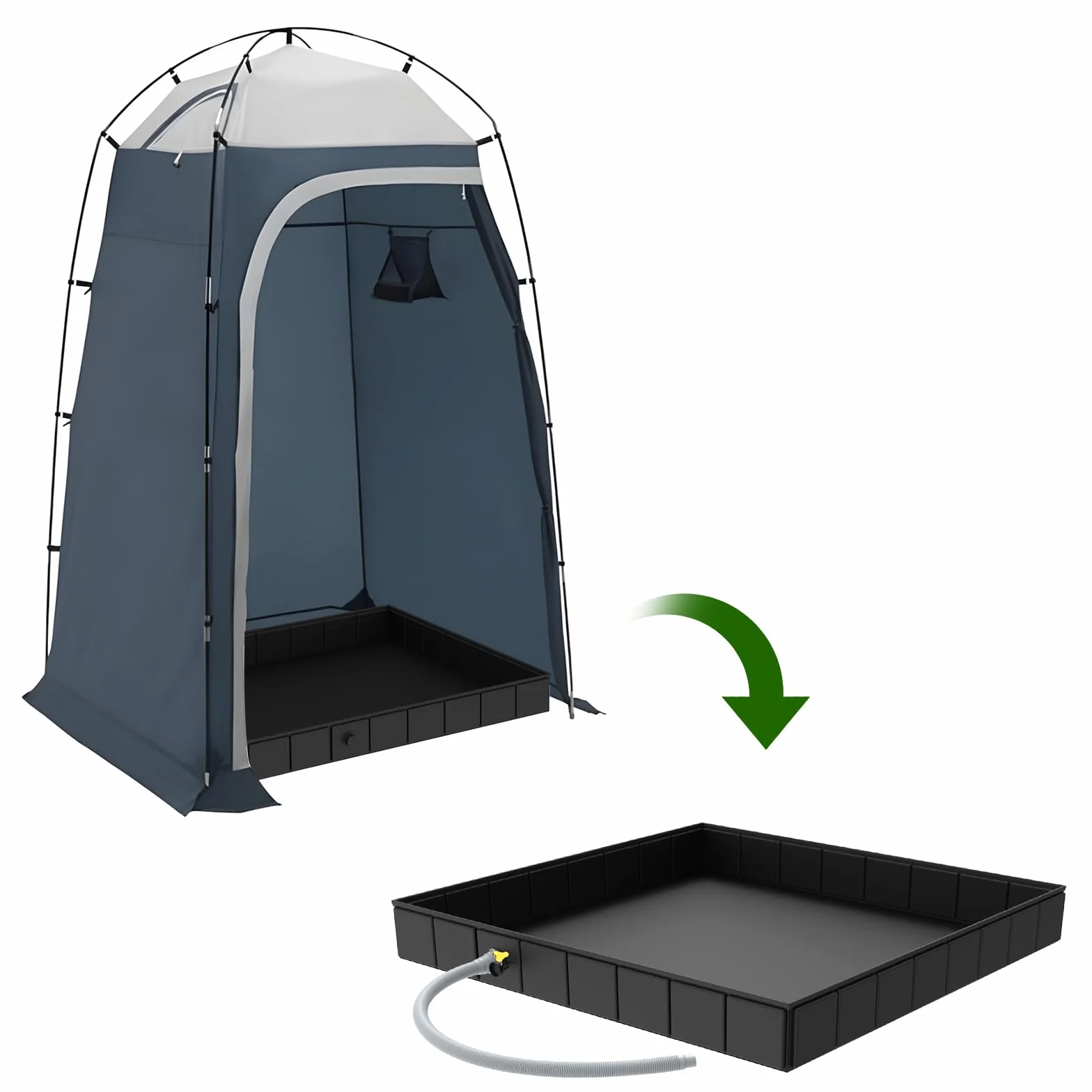 Pliable Base de Douche, 104x104x13cm Grand Receveur de Douche Portable avec Drain, Base de Douche de Camping, intérieur et extérieur Tente de Camping Plateau de Douche Base d'auvent