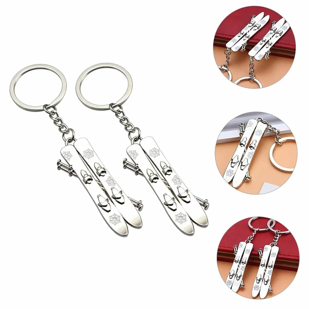 Porte-clés sport d'hiver 2 pièces porte-clés de ski, décoration de bijoux créatif, souvenir pour les sports d'hiver, cadeau pour les amoureux du ski