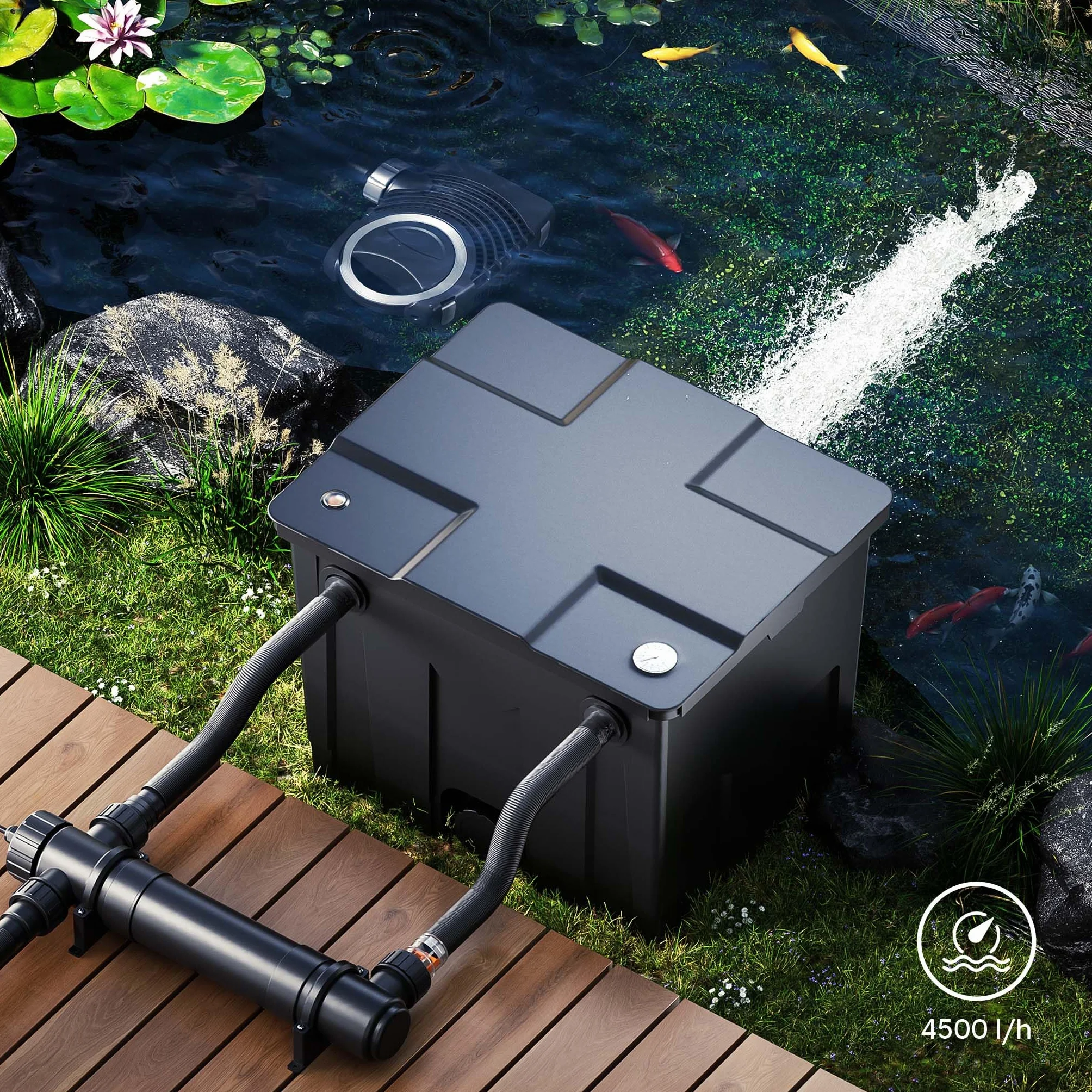 SunSun CUV-136 Stérilisateur Clarificateur de bassins 4500 l/h Lampe UV-C 36 W