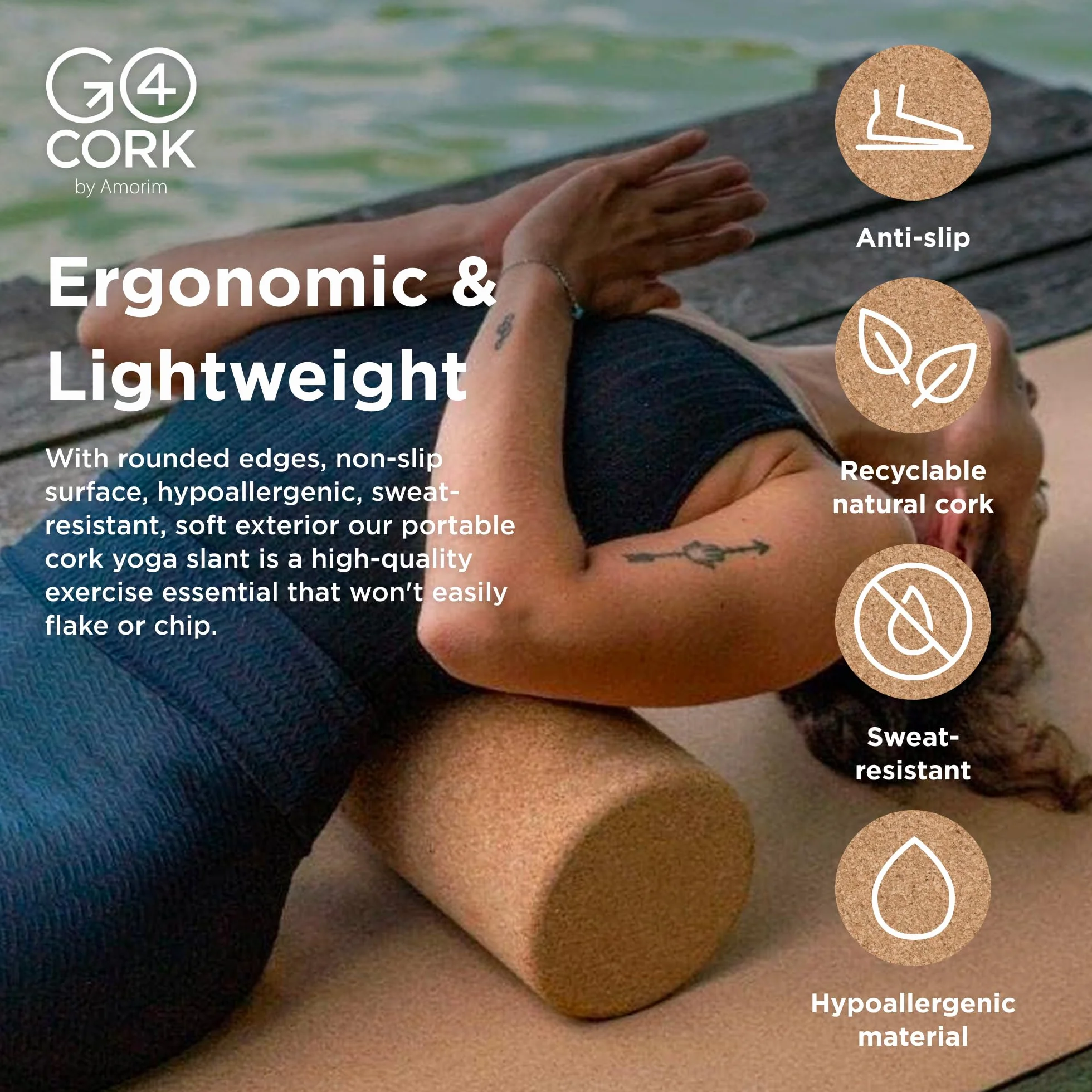 Go4Cork Bloc de yoga en liège de qualité supérieure pour yoga, pilates et méditation | Antidérapant, hypoallergénique, durable, non toxique